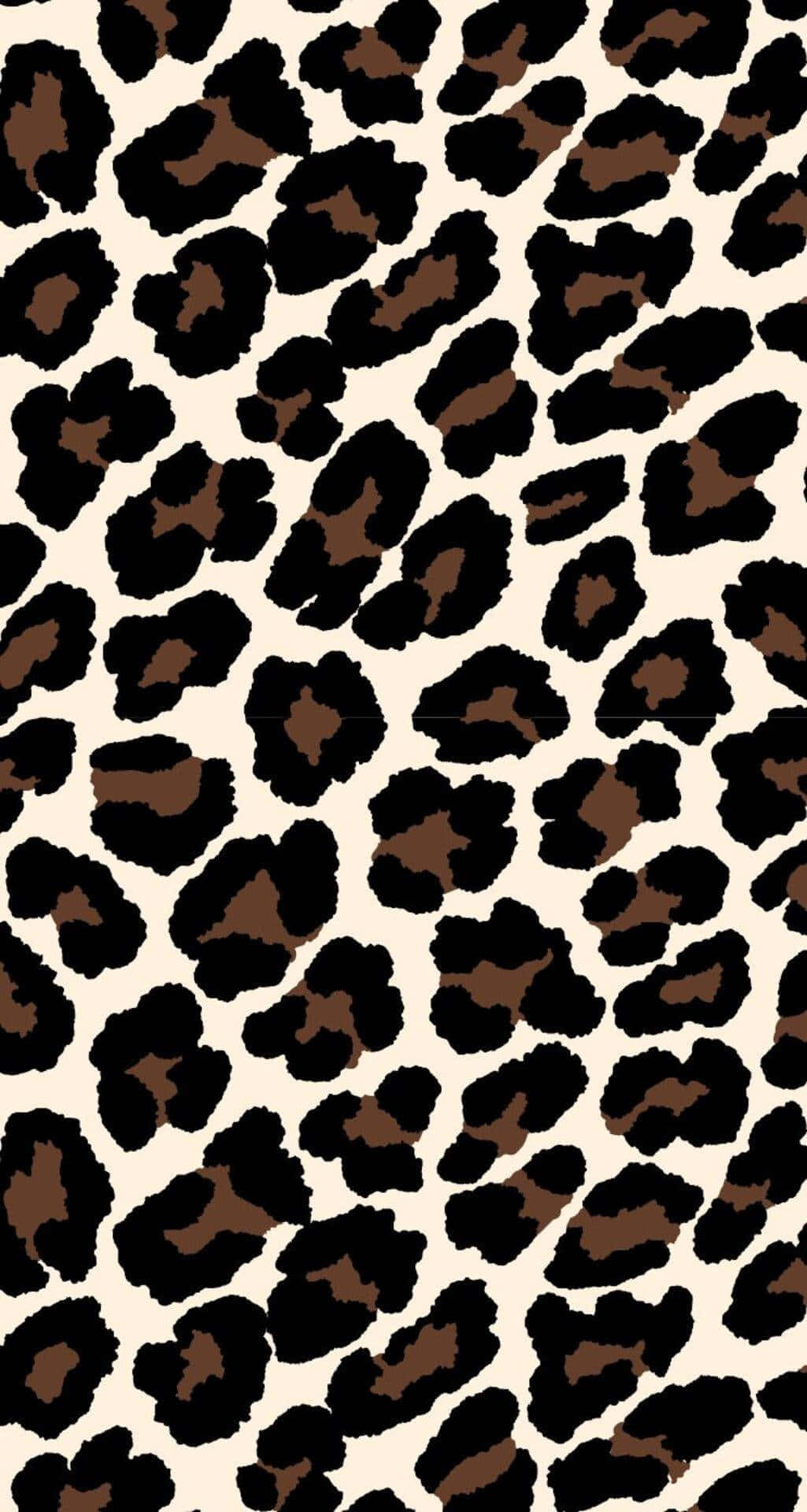 Stileestetico Di Leopardi Carini Con Stampa Di Cuccioli Color Marrone Scuro Su Sfondo Nero. Sfondo