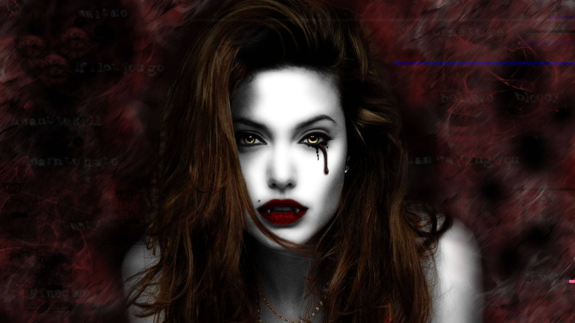 A Dark Brunette Vampire Girl Lurking in the Shadows Wallpaper