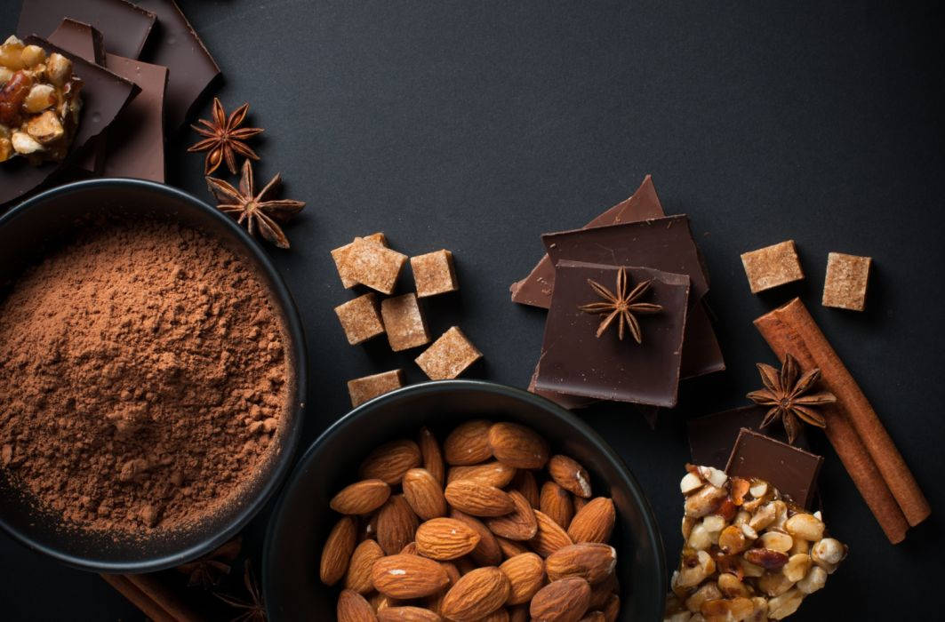 Captivating Dark Chocolate Almonds Wallpaper