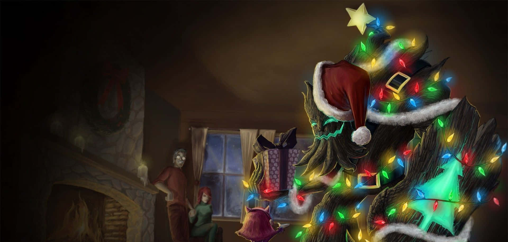 Enchanting Dark Christmas Scene Wallpaper