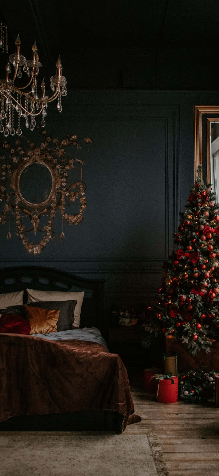 Dark_ Christmas_ Bedroom_ Decor Wallpaper