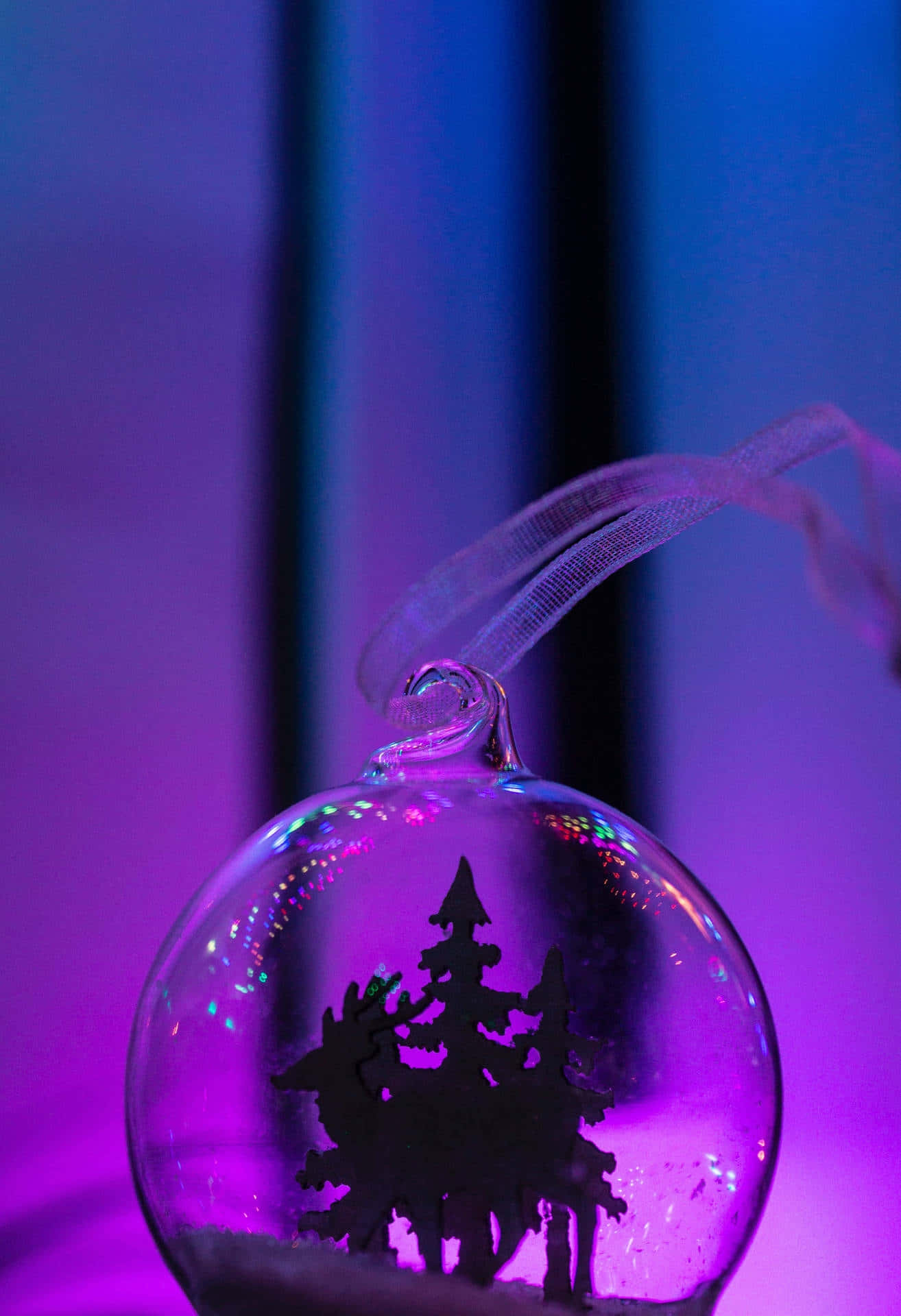 Dark Christmas Tree Ornament Purple Hues Wallpaper