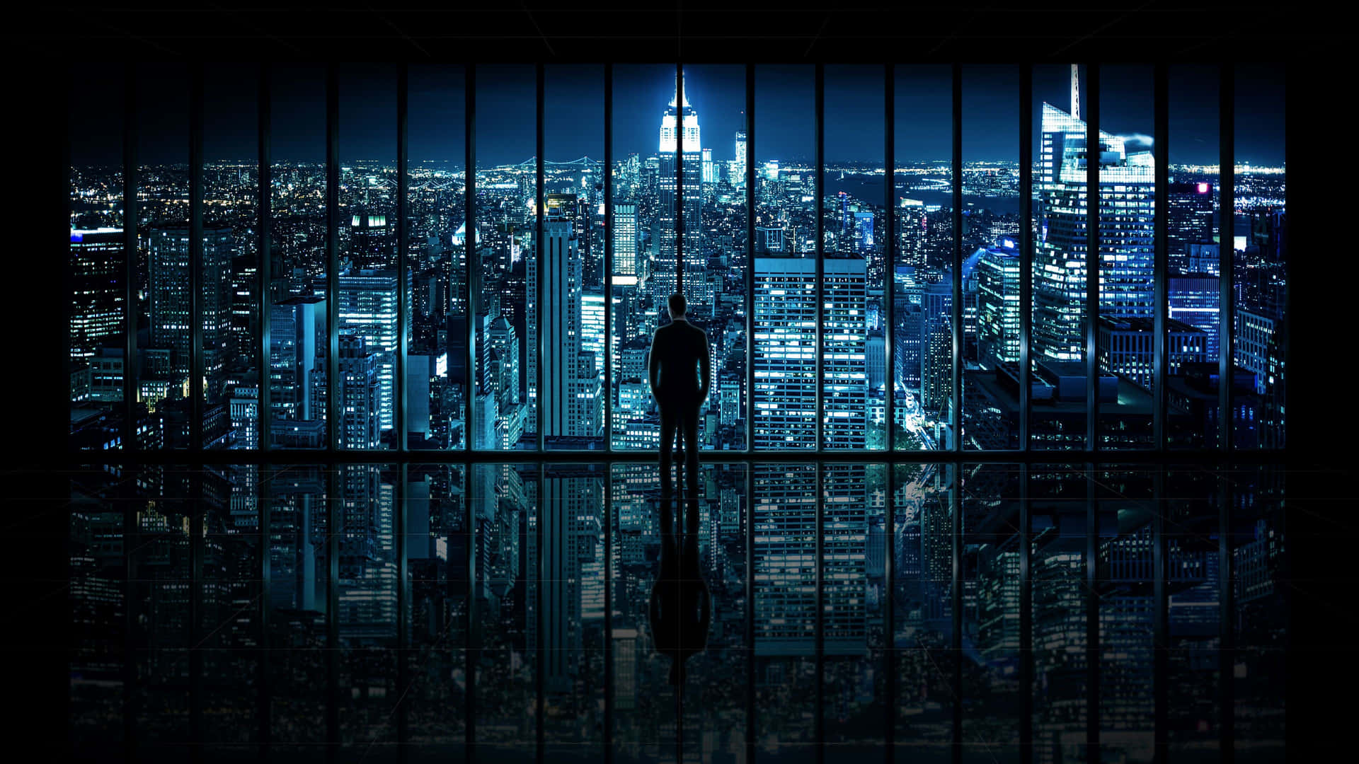 Glass Window Dark City 4k View Wallpaper