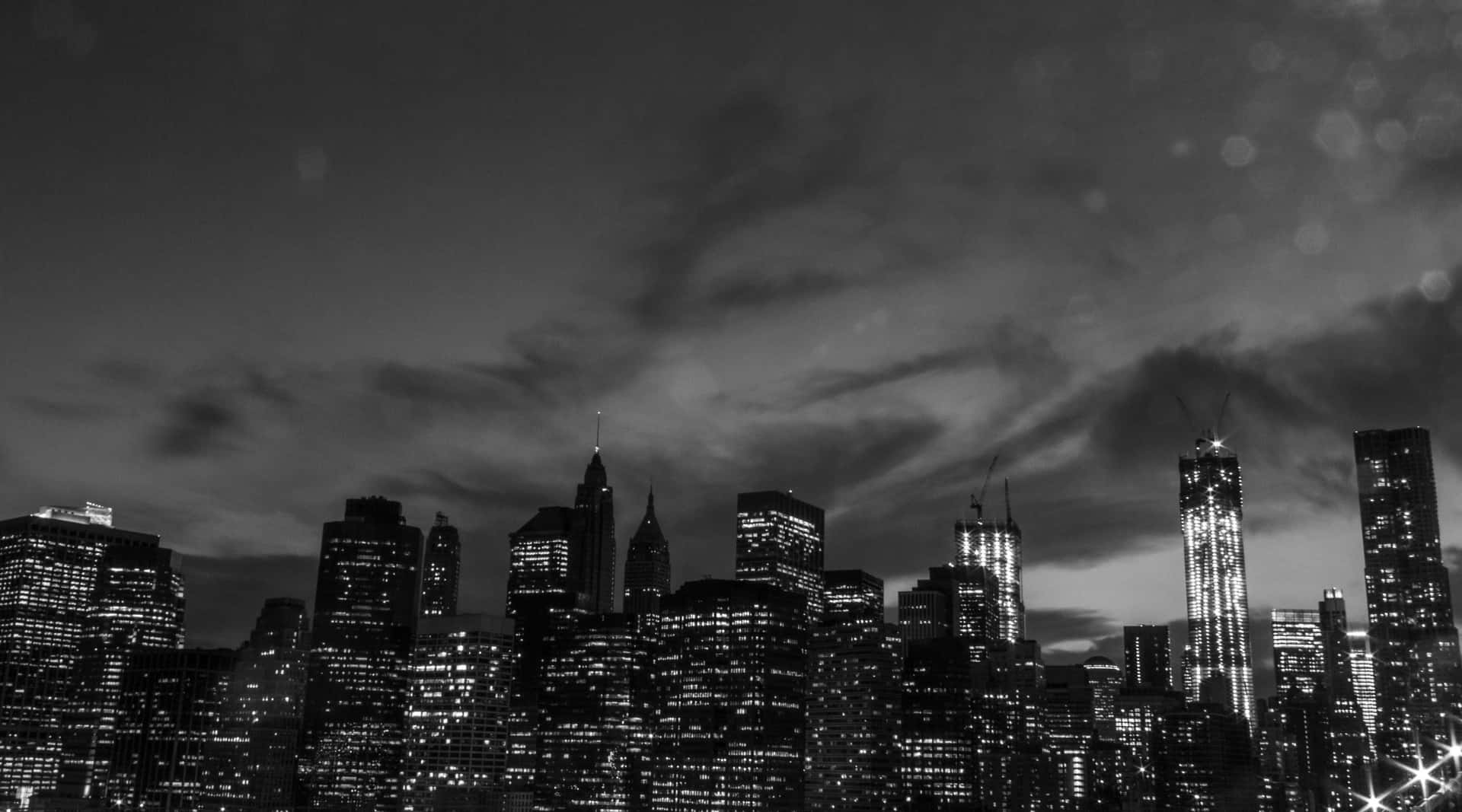 Céupreto E Branco Com Cidade Escura Em 4k. Papel de Parede
