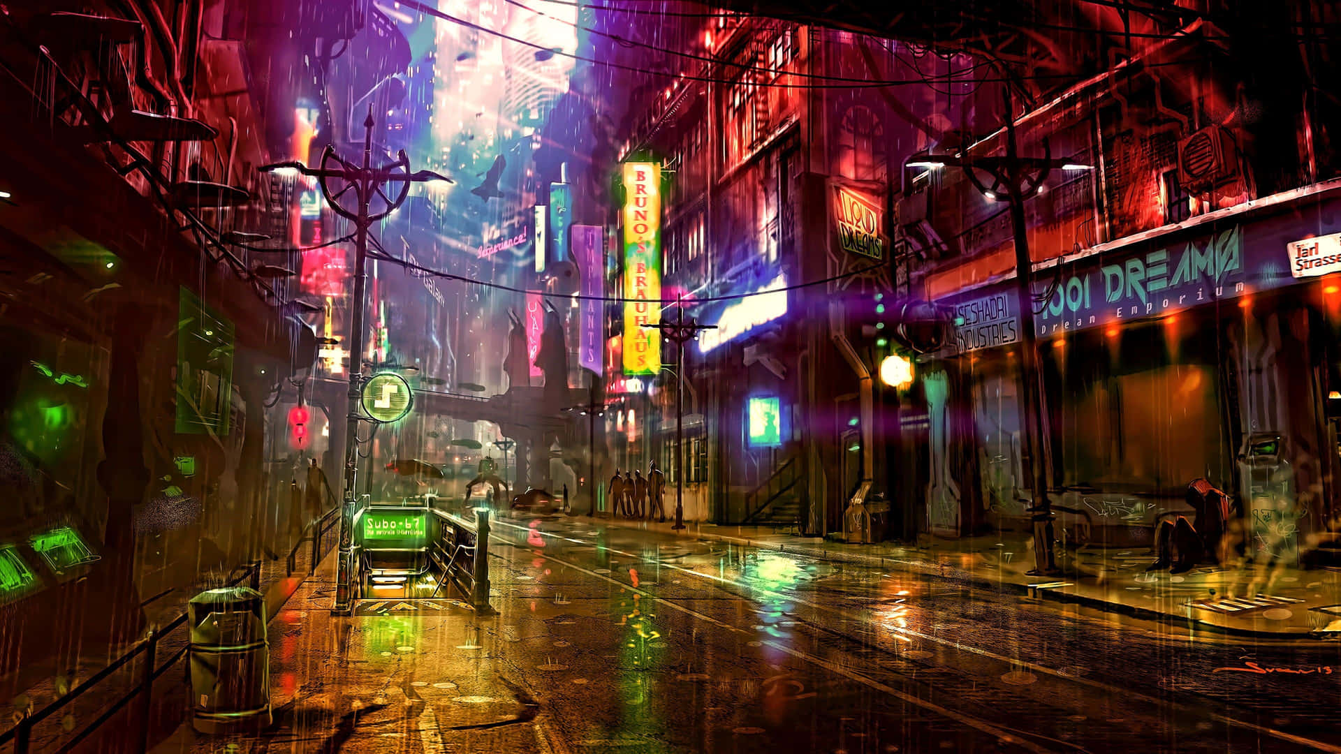 Colorful Lights In Dark City 4k Wallpaper