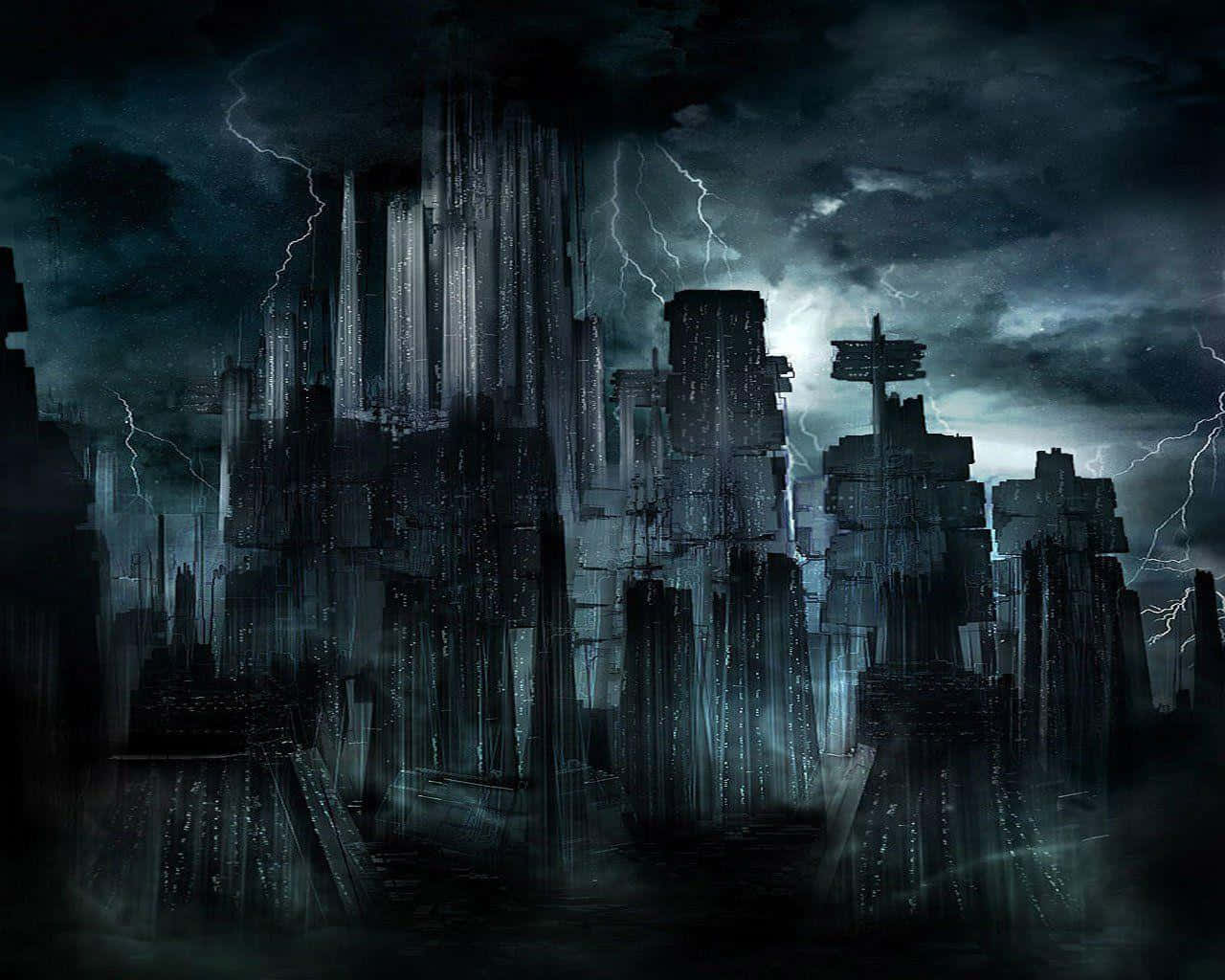 A Stunning Picture of a Dark City at Night