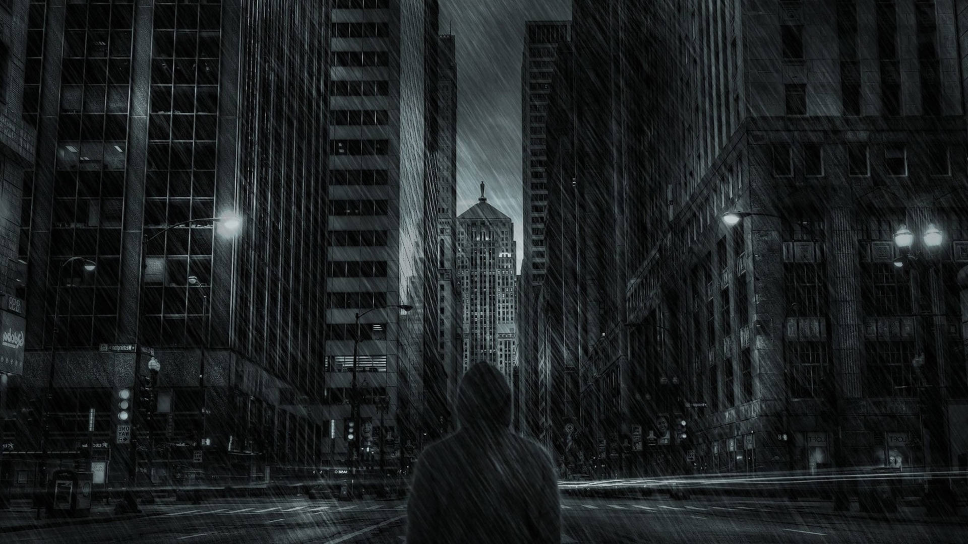 Dark City Digital Art Wallpaper