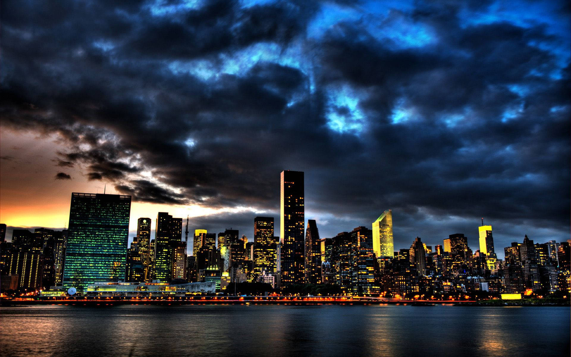 Dark Clouds And New York Skyline Wallpaper