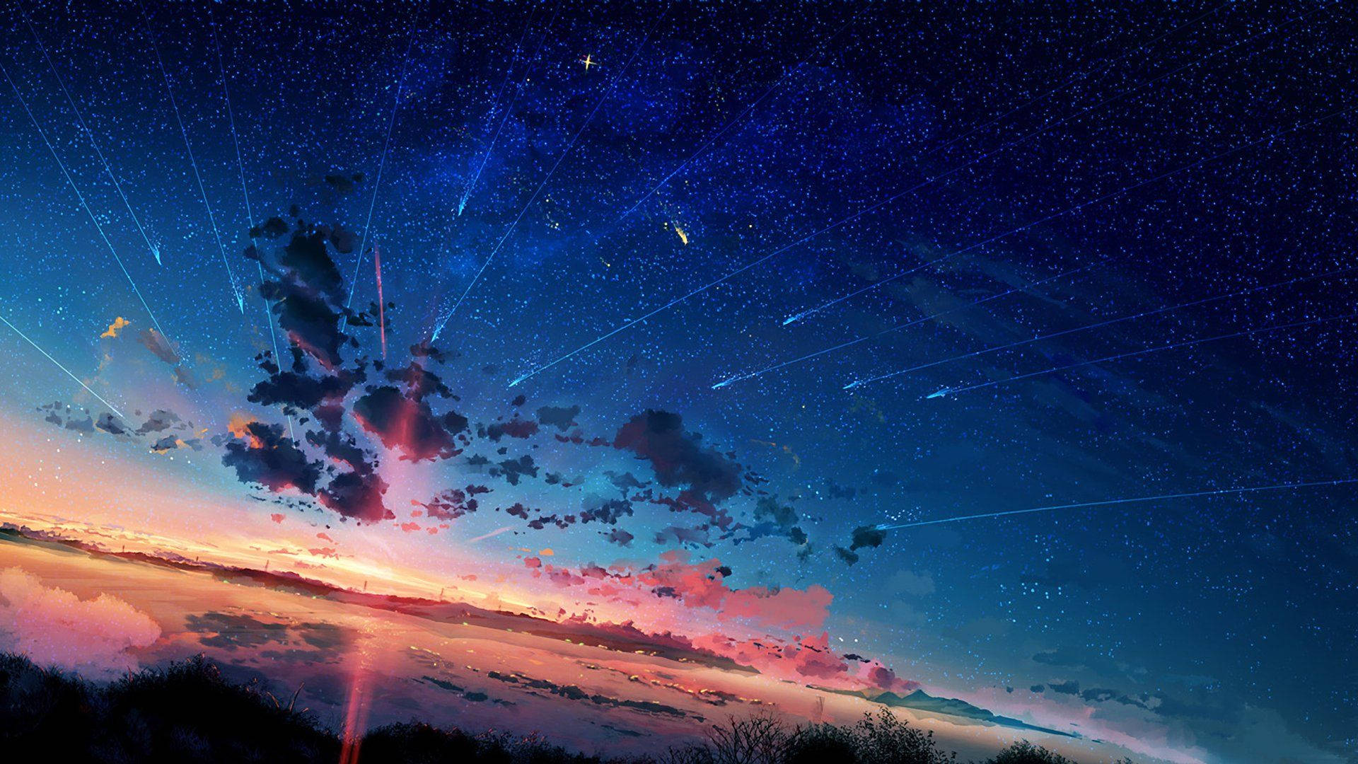 Dunklewolken Anime Nacht Himmel Wallpaper