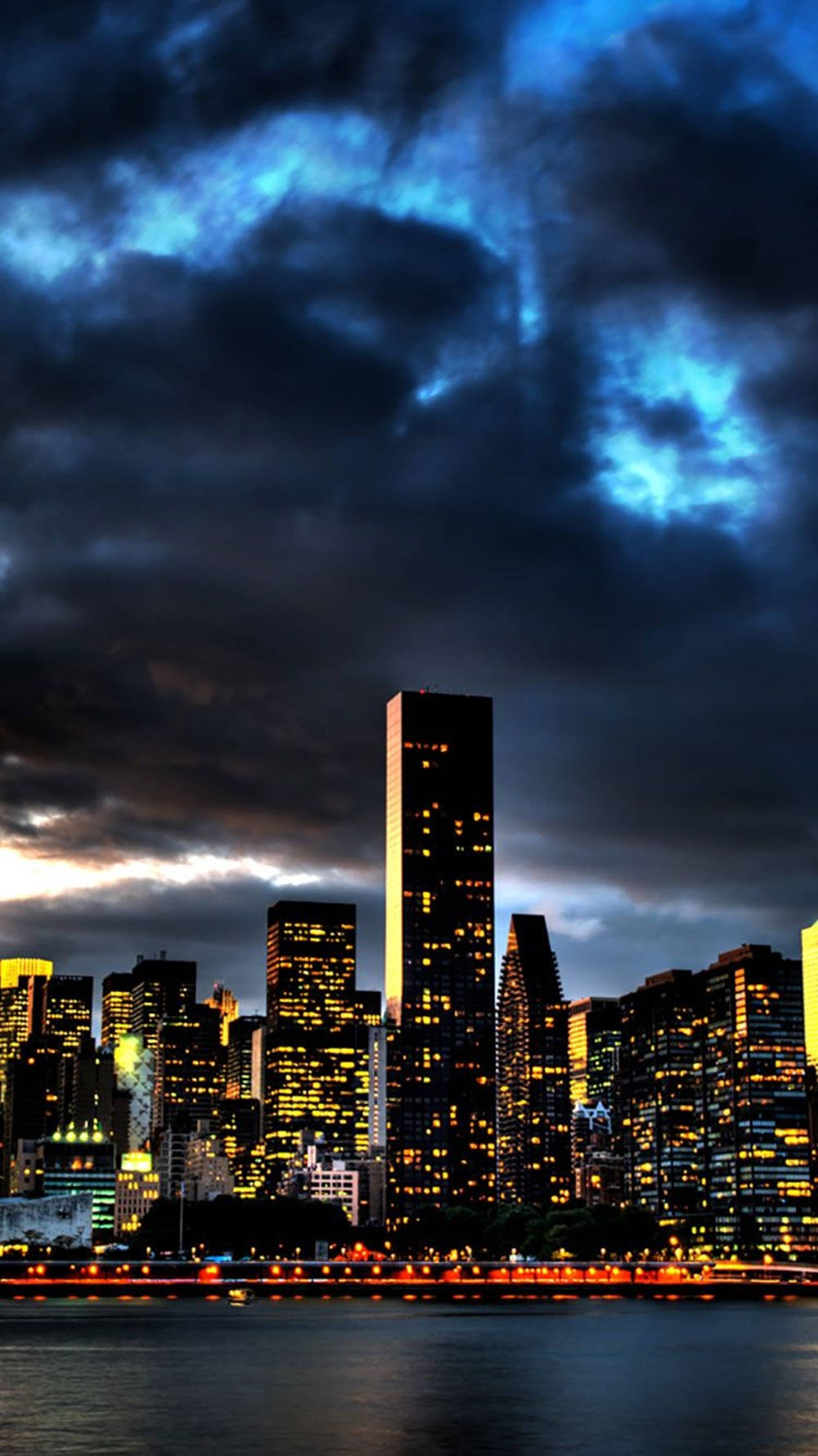 Dark Clouds Over New York Skyline Iphone Wallpaper