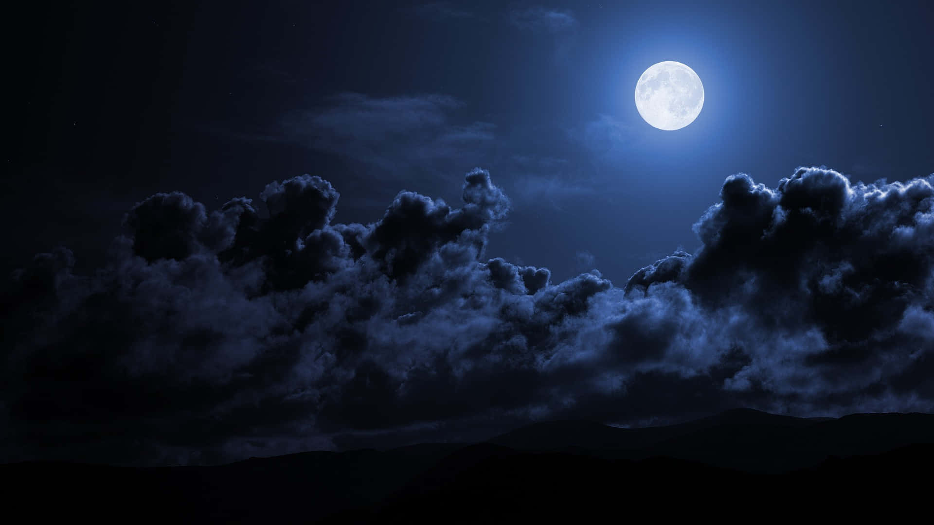 Dark Cloudy Night Sky Moon Picture