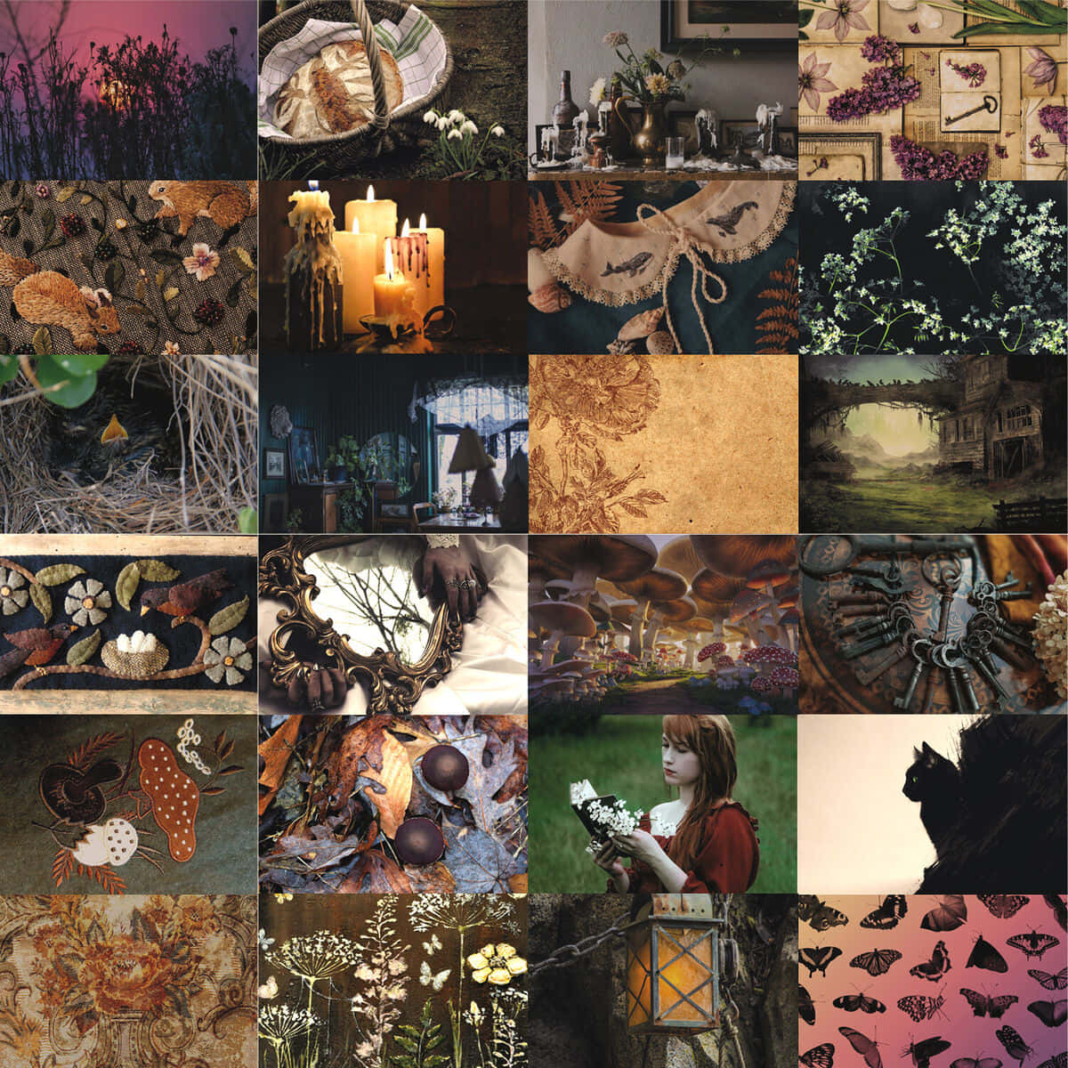 Dark Cottagecore Aesthetic Collage Wallpaper