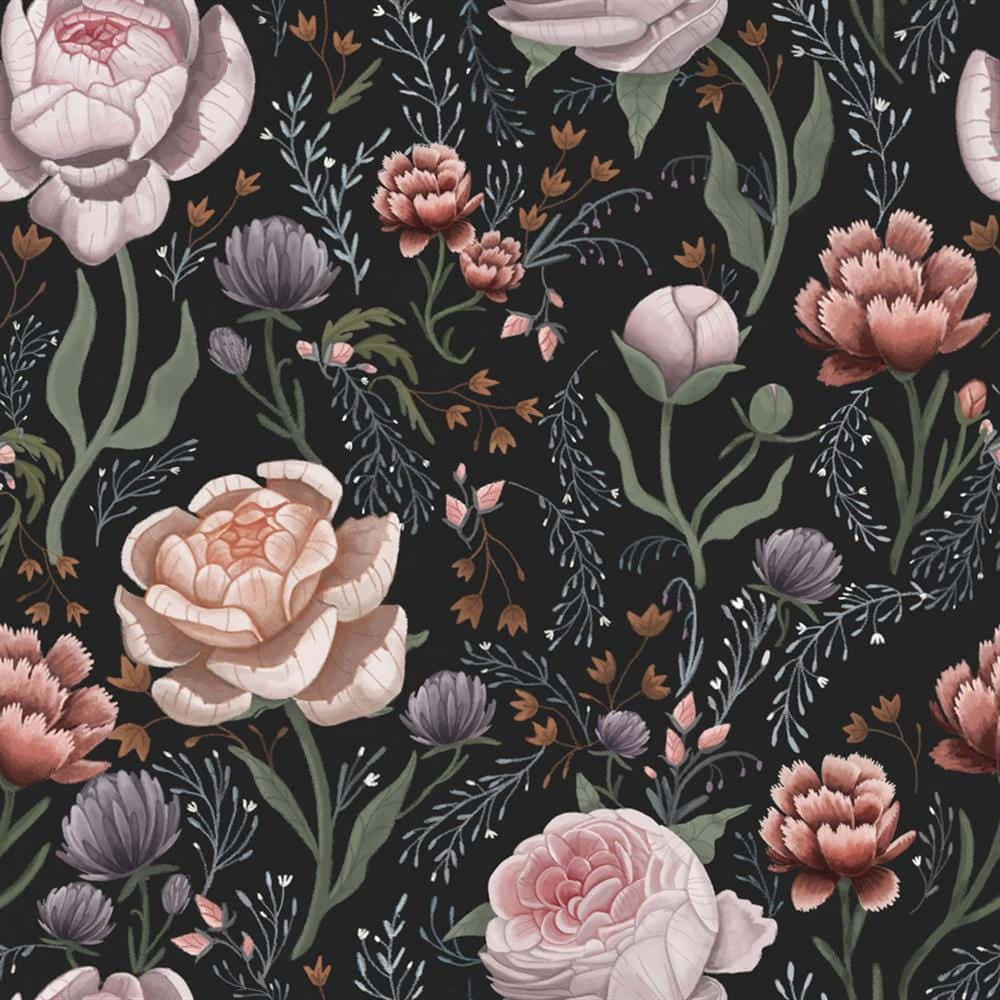 Dark Cottagecore Floral Pattern.jpg Wallpaper