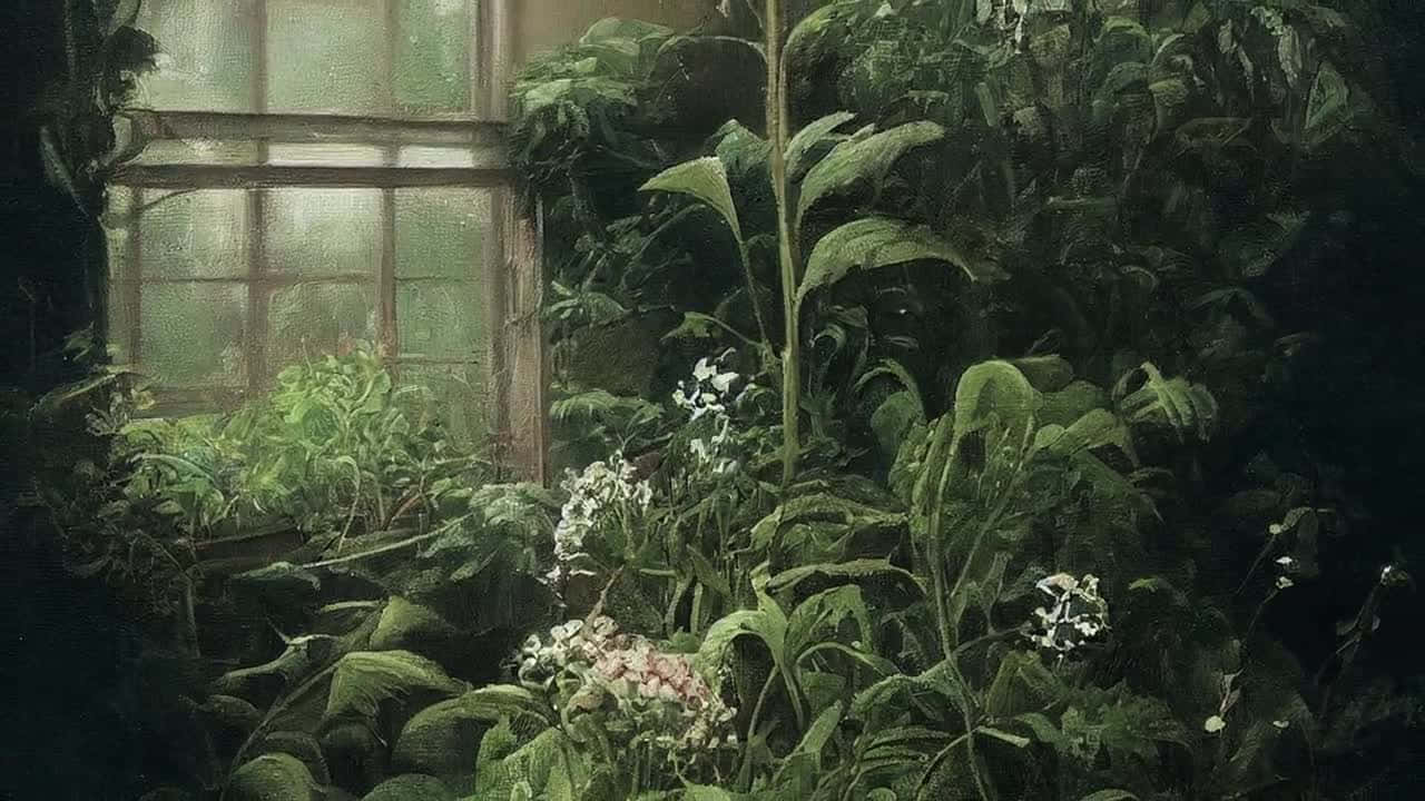 Dark Cottagecore Greenhouse Window Wallpaper