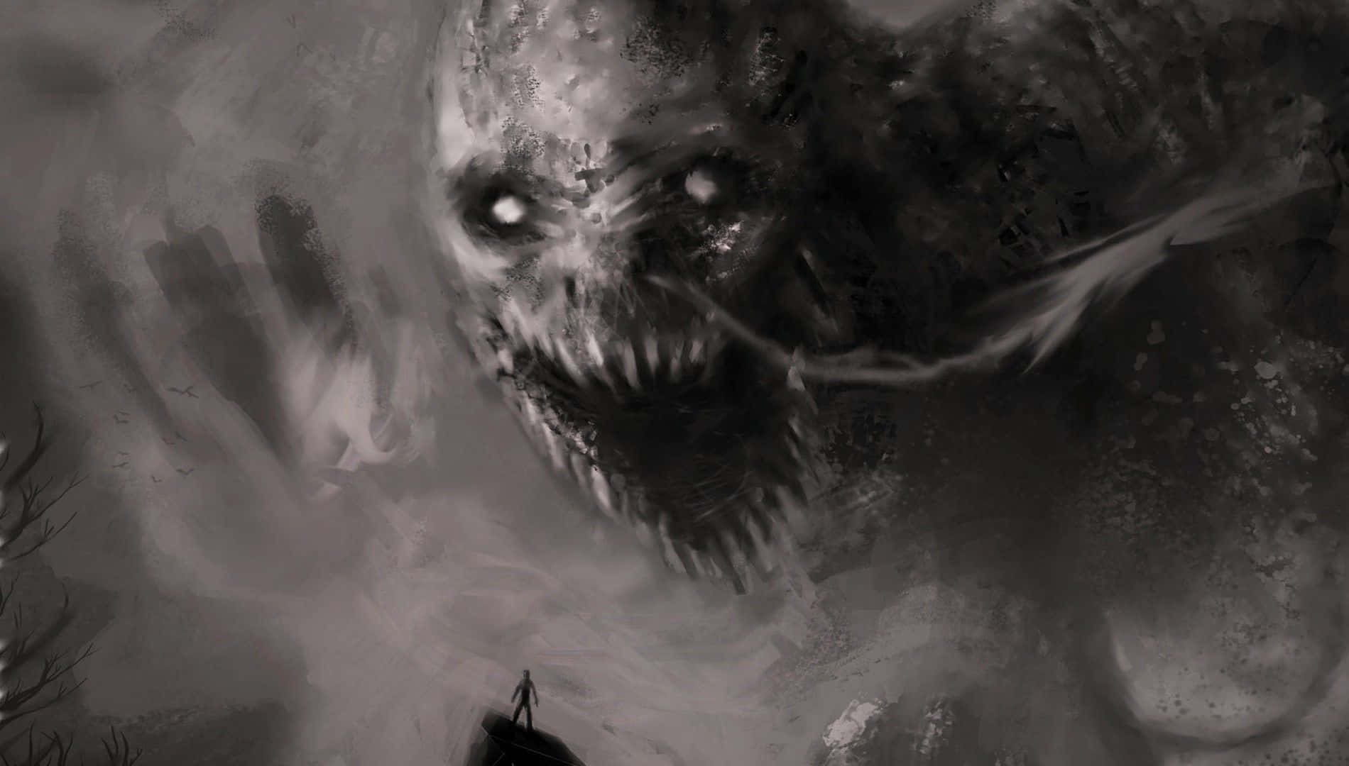 Dark Creature in Misty Forest Wallpaper