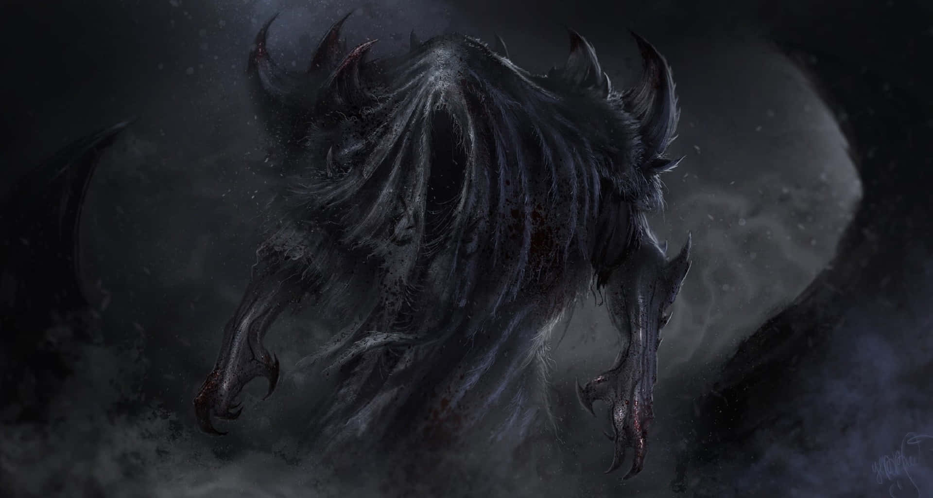 Ominous Dark Creature Lurking in the Shadows Wallpaper