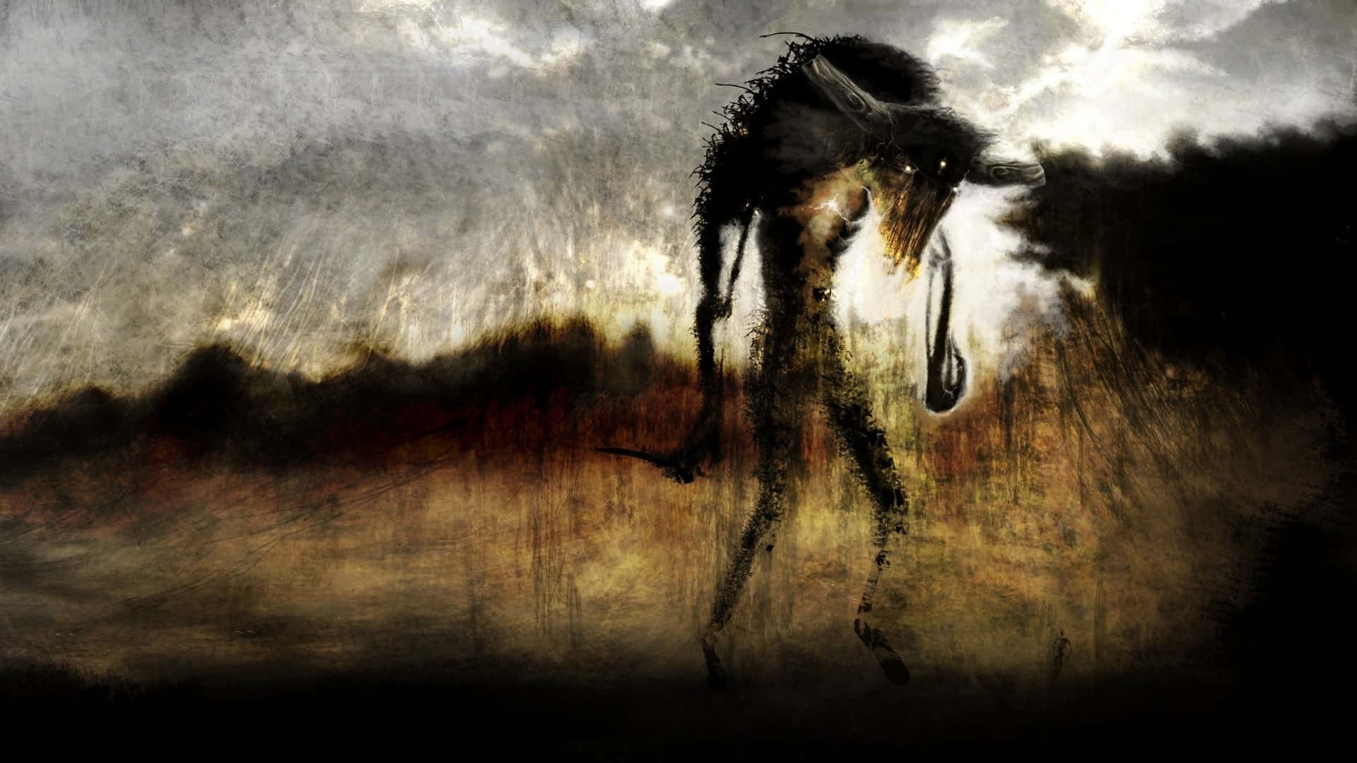 Eerie Dark Creature Looming in the Shadows Wallpaper