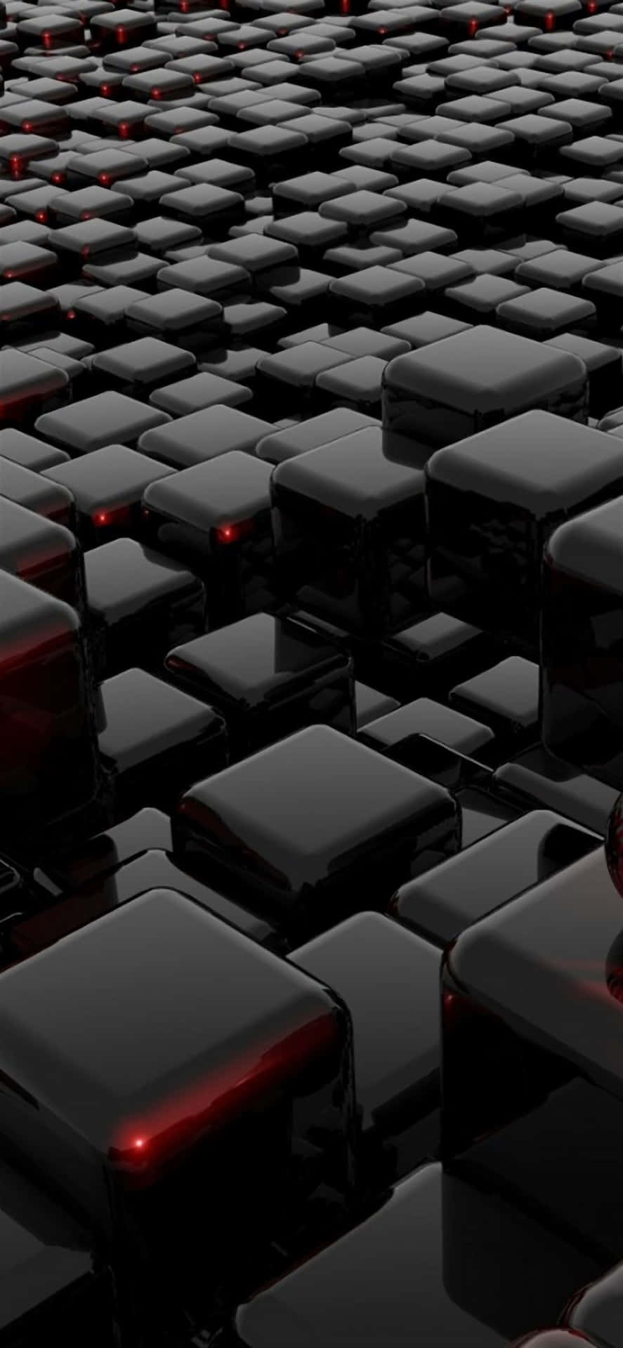 Dark Cubes_ Red Highlights_3 D Art Wallpaper