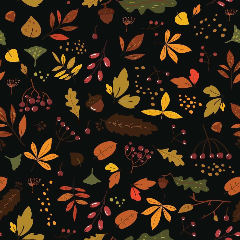 Dark Cute Autumn Leaves Wallpaper