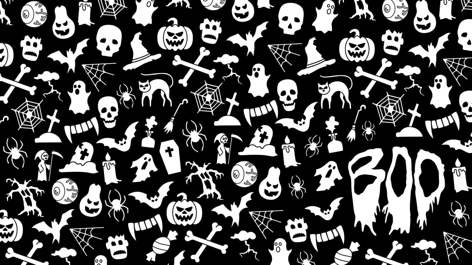 Dark Cute Halloween Symbols Wallpaper