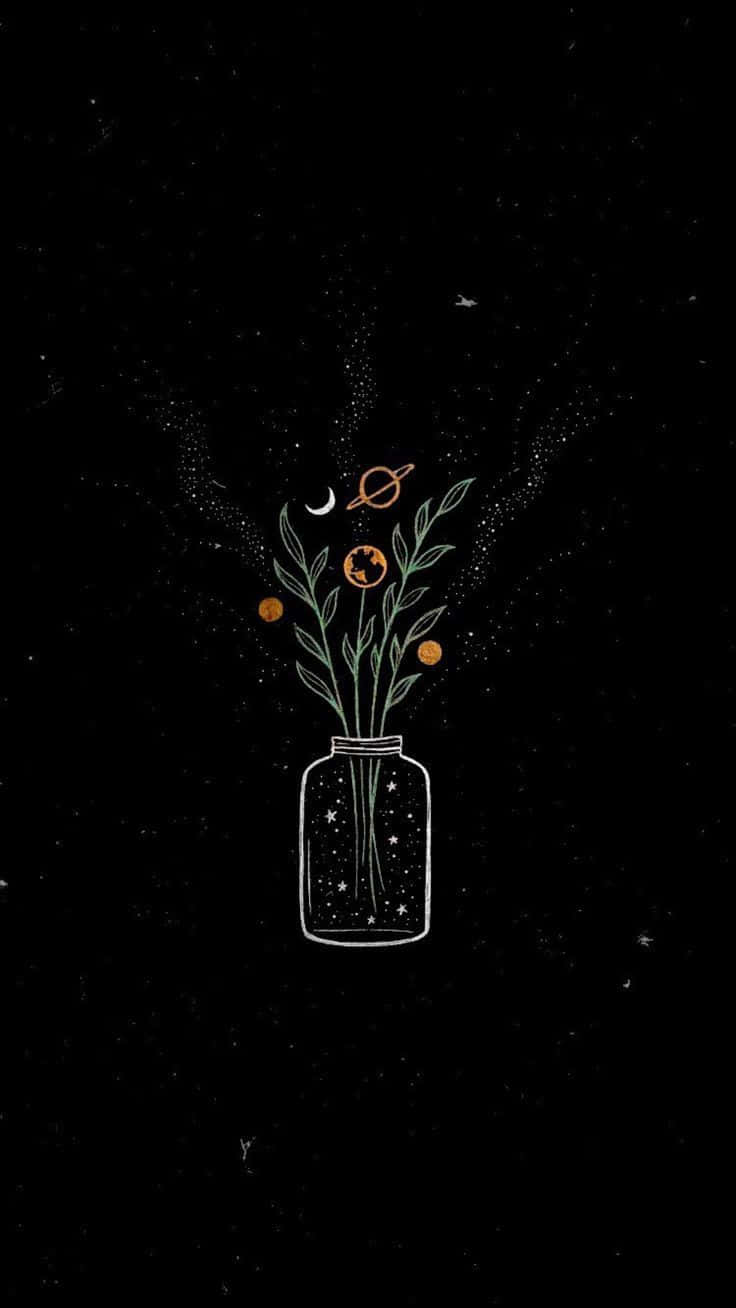 Dark Cute Flower Vase iPad Wallpaper