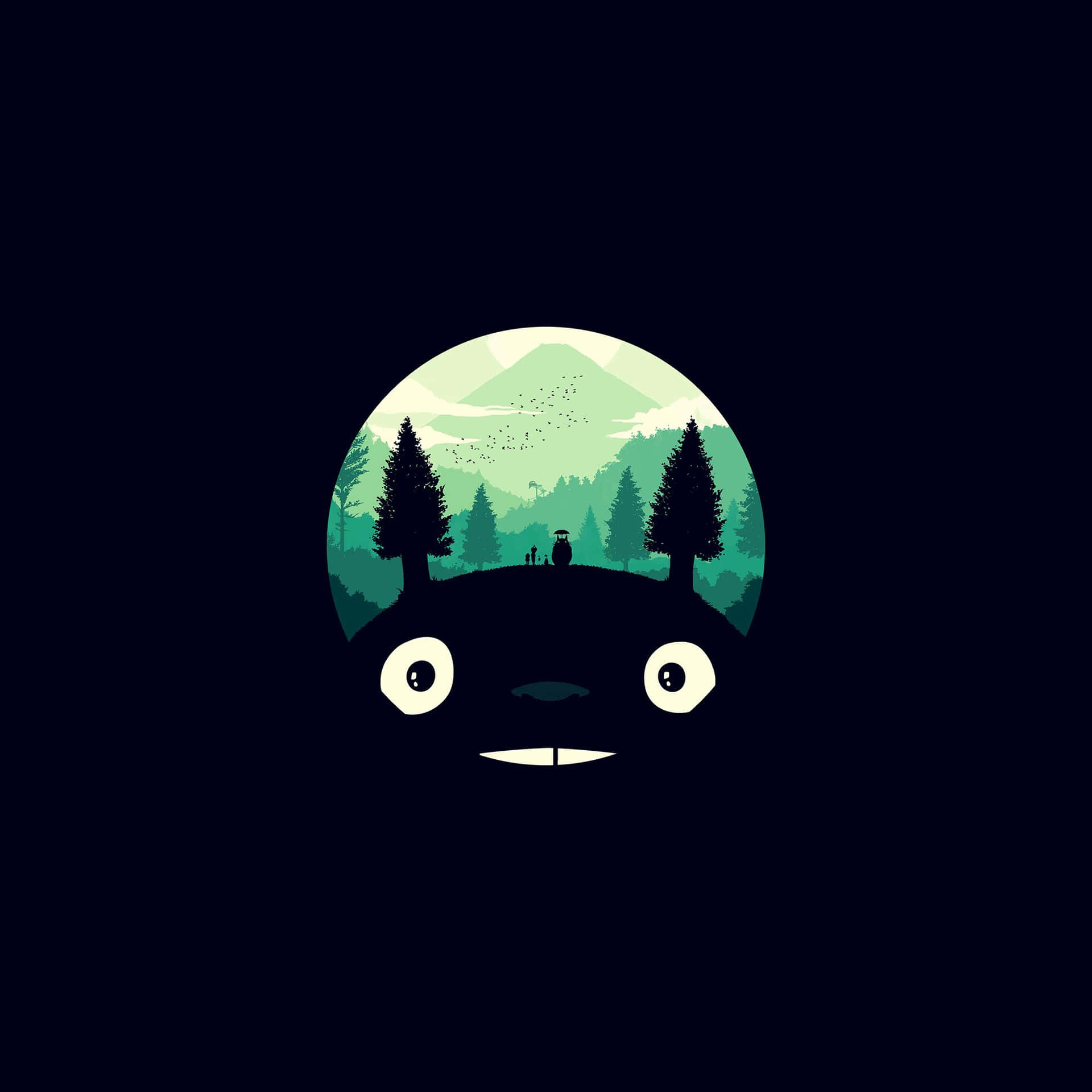 Dark Cute Totoro iPad Wallpaper