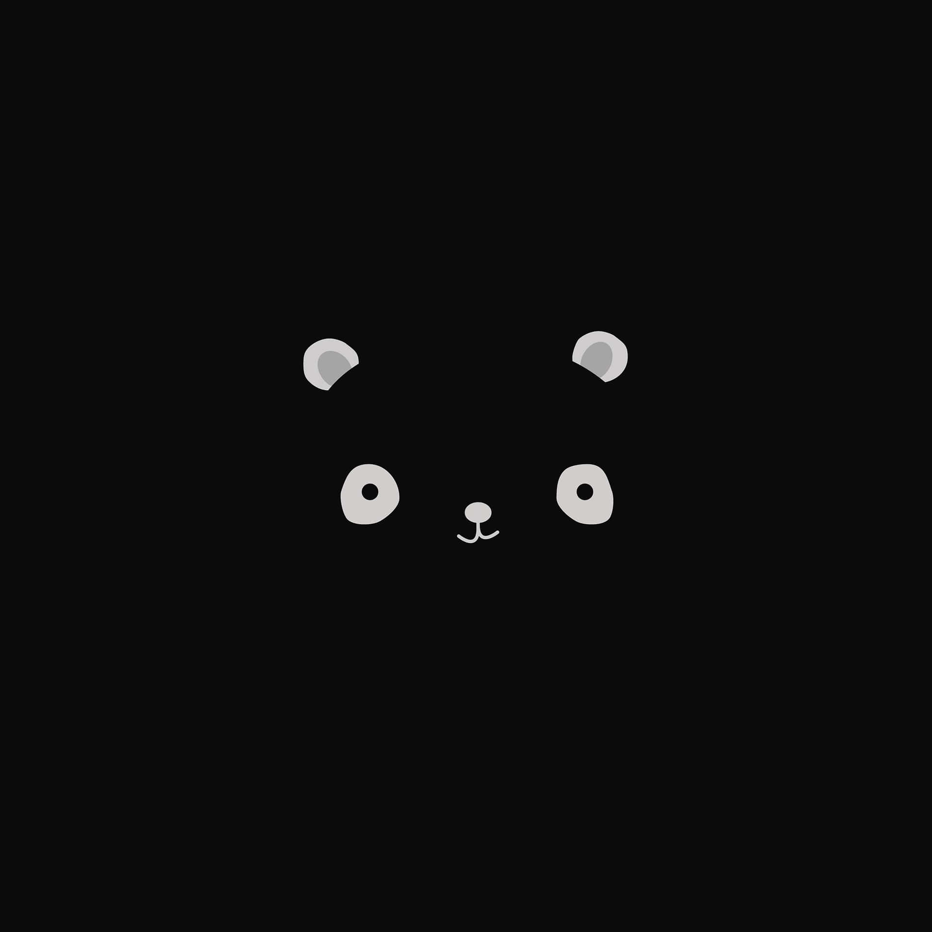 Dark Cute Bear Face iPad Wallpaper