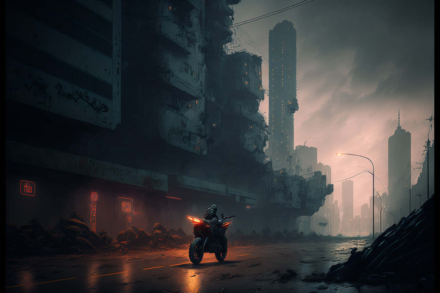A Glimpse into the Dark Cyberpunk City Wallpaper
