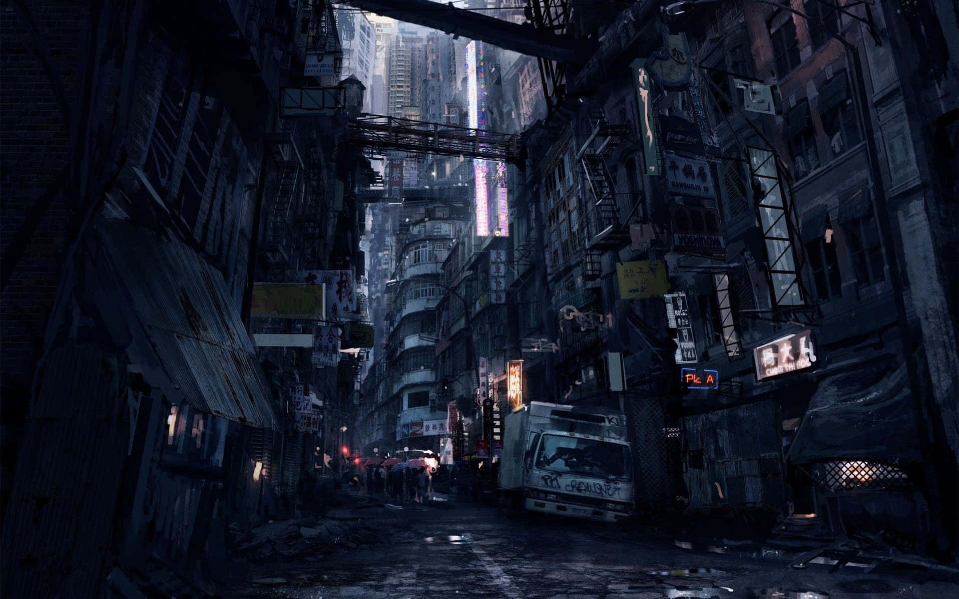 Futuristic Cyberpunk Cityscape Wallpaper