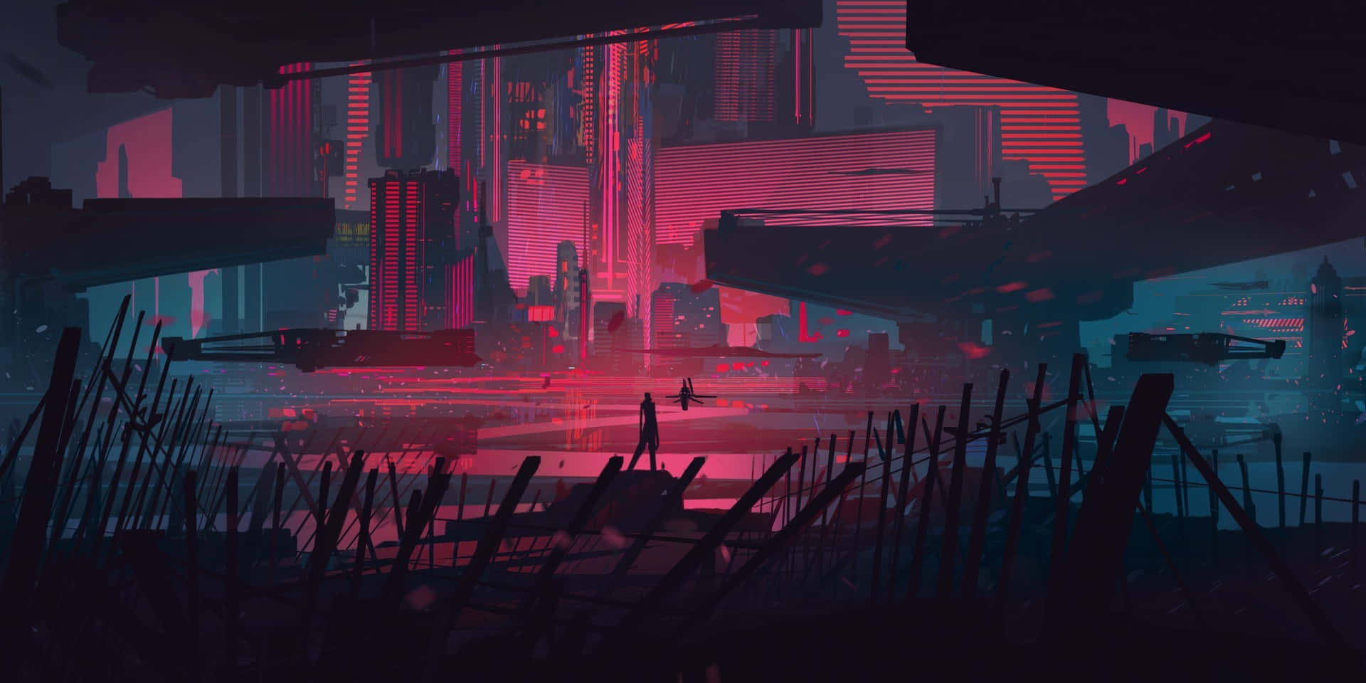 Mysterious Dark Cyberpunk Cityscape Wallpaper