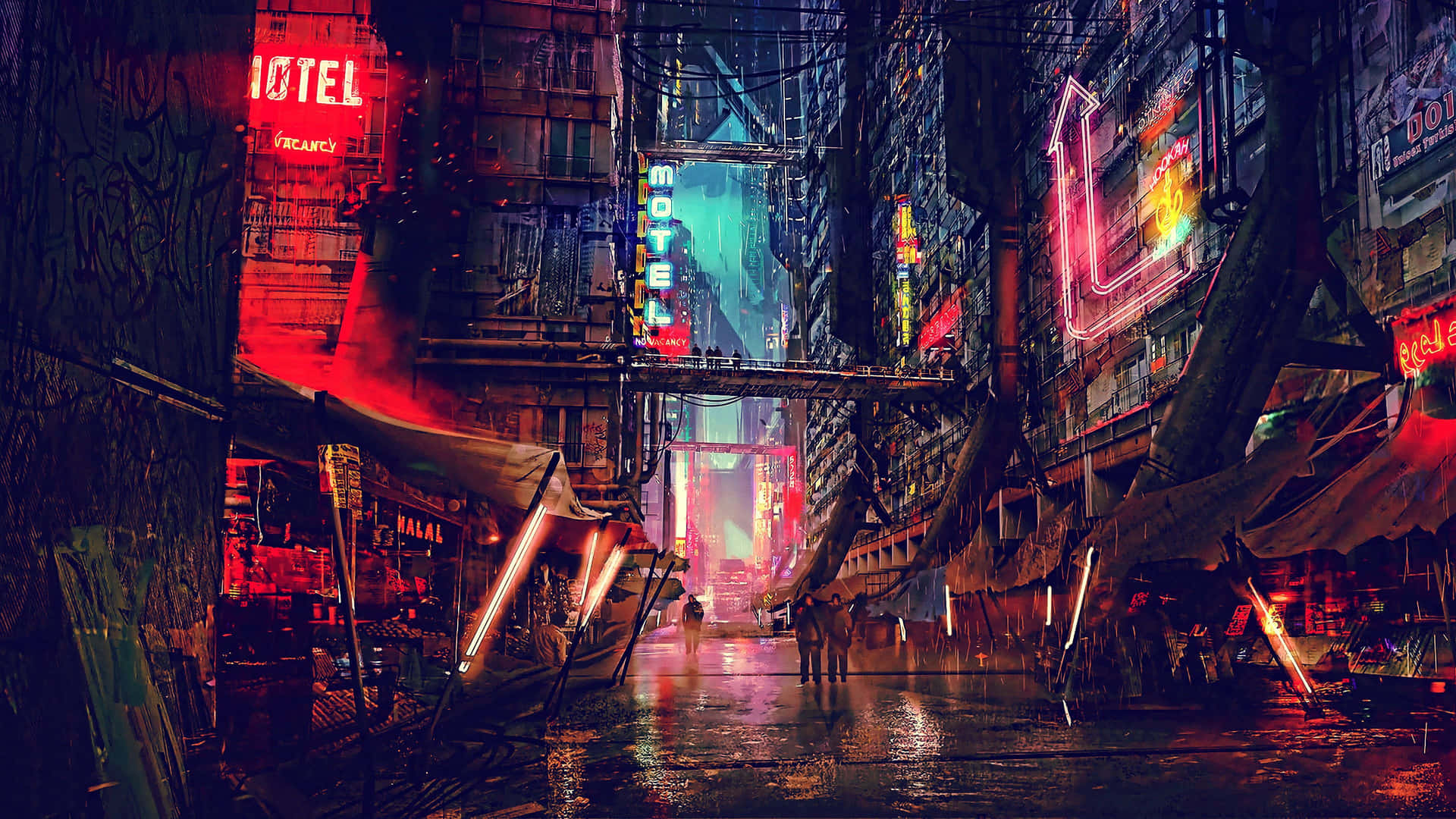 Dark Cyberpunk Cityscape Wallpaper