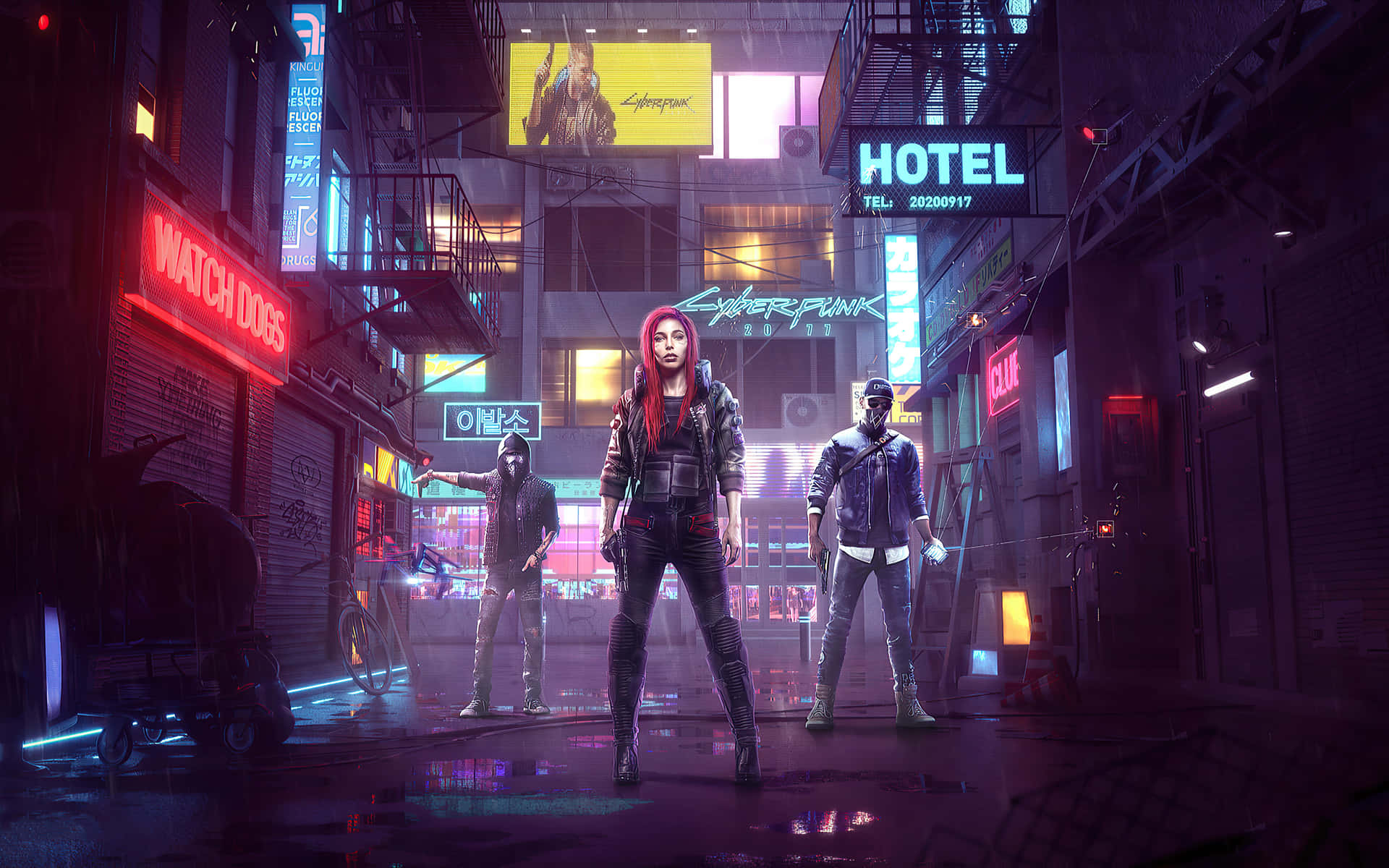 Neon Dreams in Dark Cyber Future Wallpaper