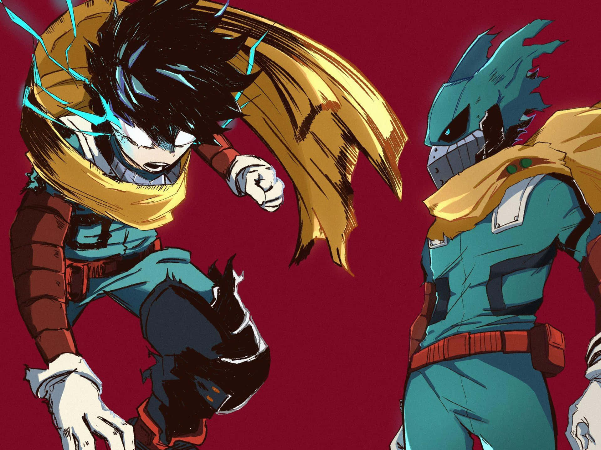 Dark_ Deku_vs_ Hero_ Character_ Art Wallpaper