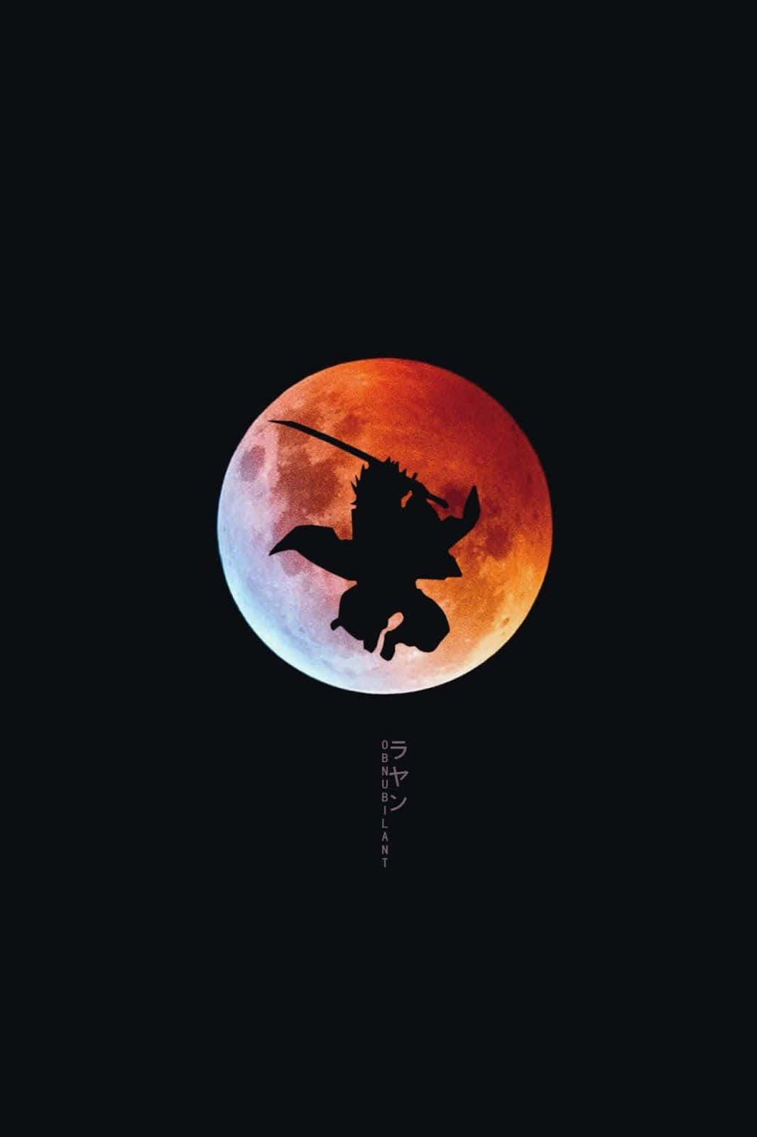 A Silhouette Of A Man With A Sword In Front Of A Full Moon Wallpaper