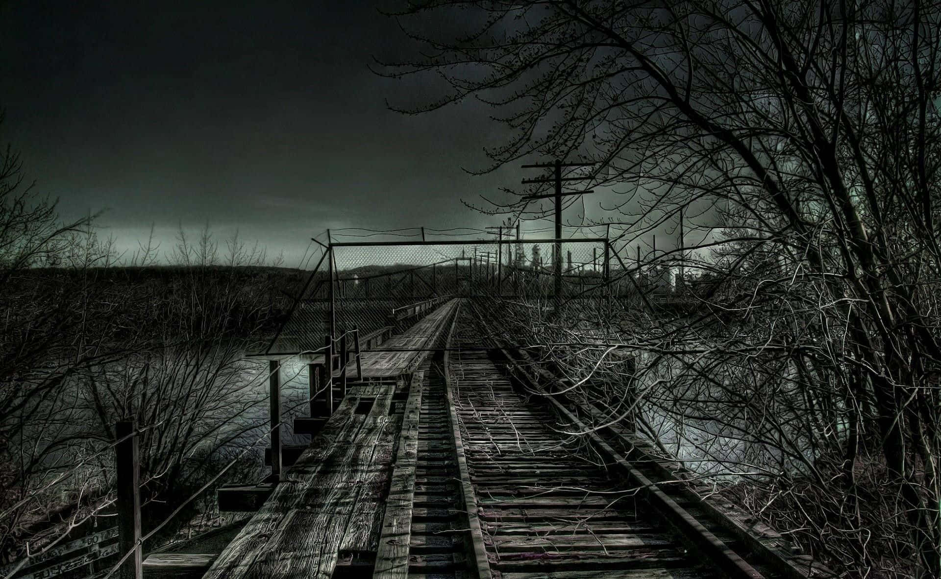 Dark Depressing Railway View Wallpaper