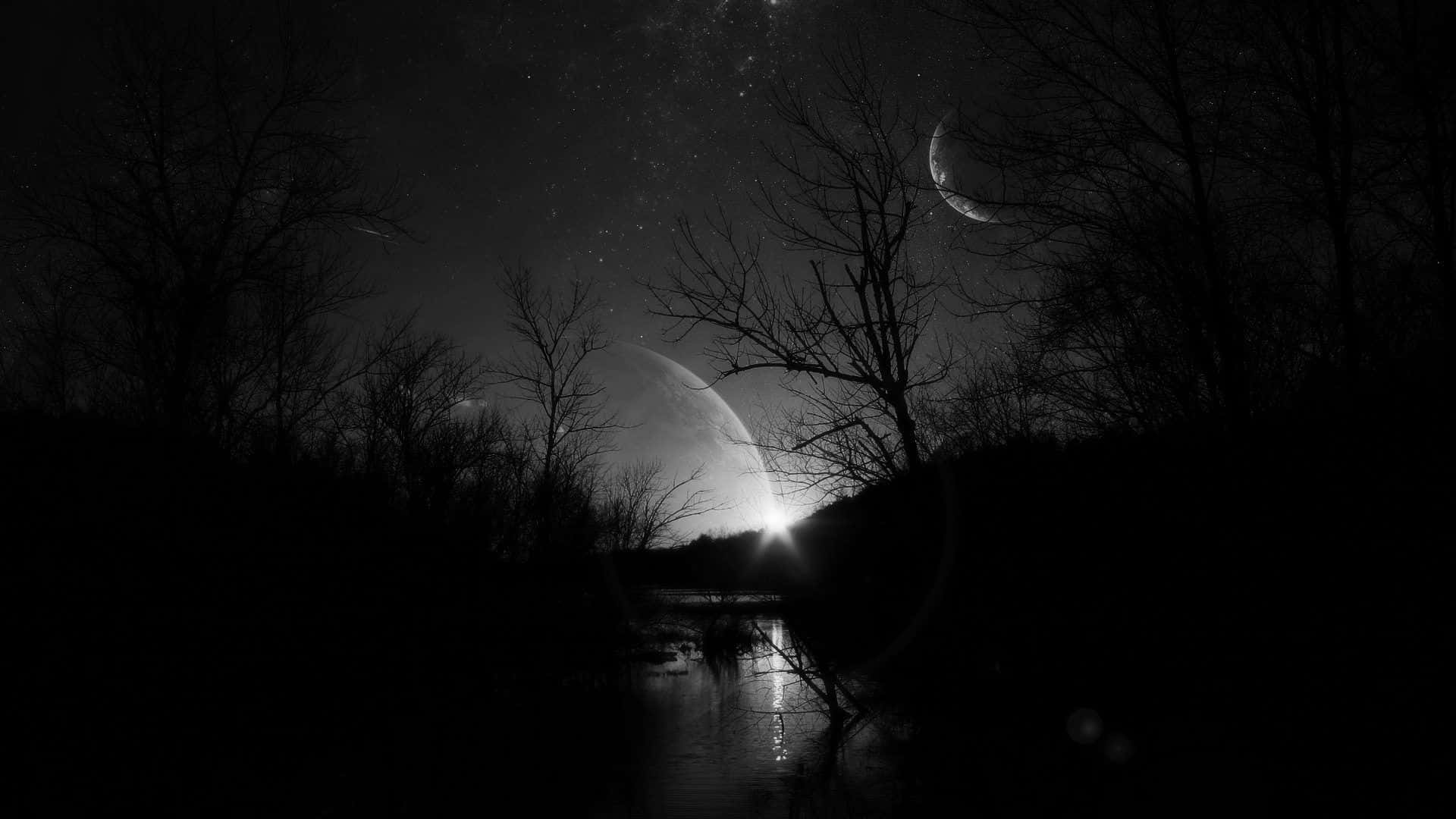 Mørk trist flod om natten Wallpaper