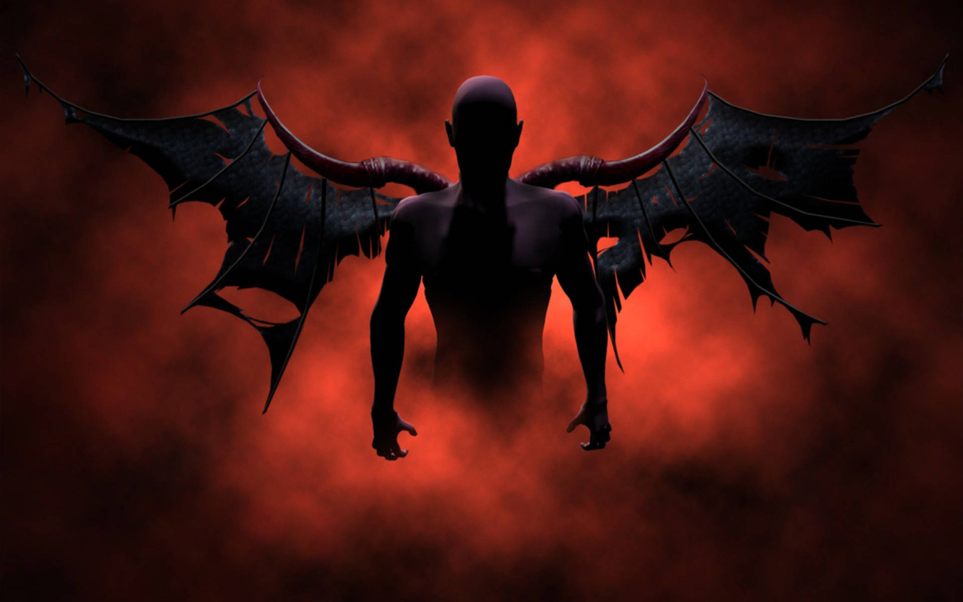 Dark Devil Horned Wings Background