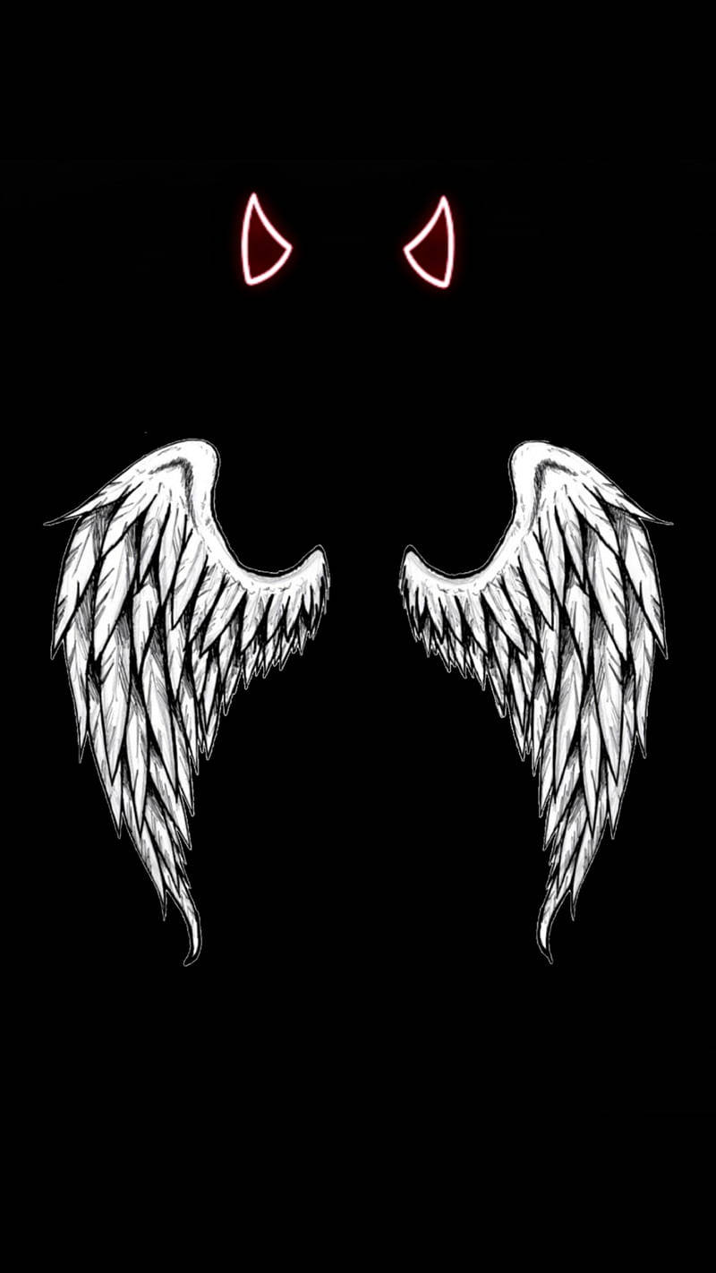 Dark Devil Horns Angel Wings Background