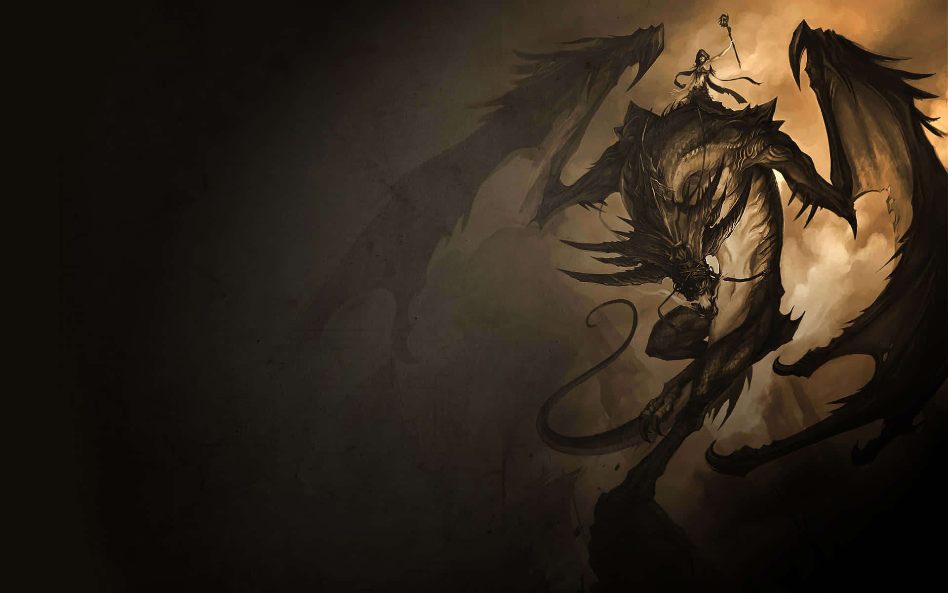 Dark Dragon Anime Fantasy Artwork Wallpaper