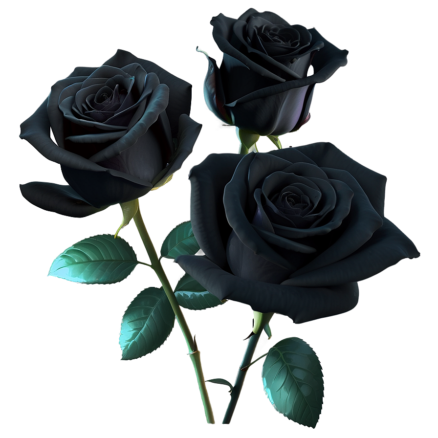 Dark Elegance Black Roses Png 06212024 PNG