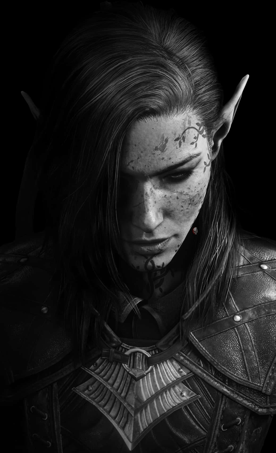 Dark_ Elven_ Warrior_ Portrait Wallpaper
