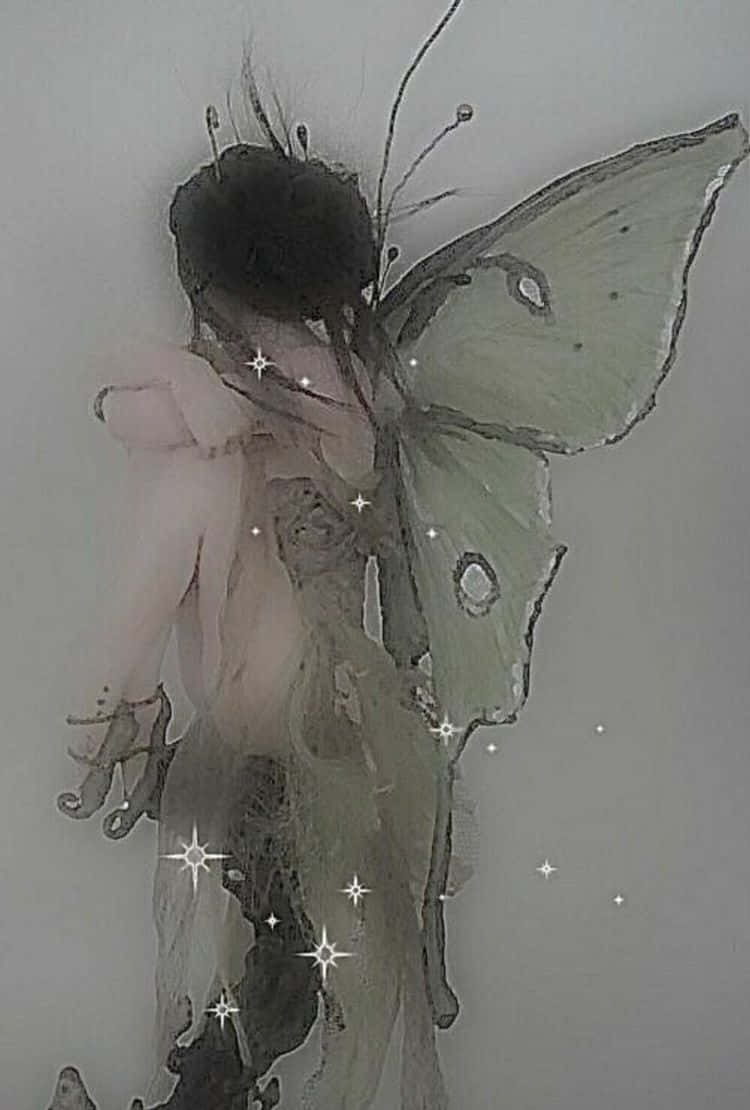 Dark Fairycore Winged Figure Sparkles Wallpaper