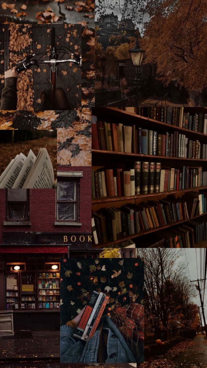 Dark Fall Book Lovers Collage Wallpaper