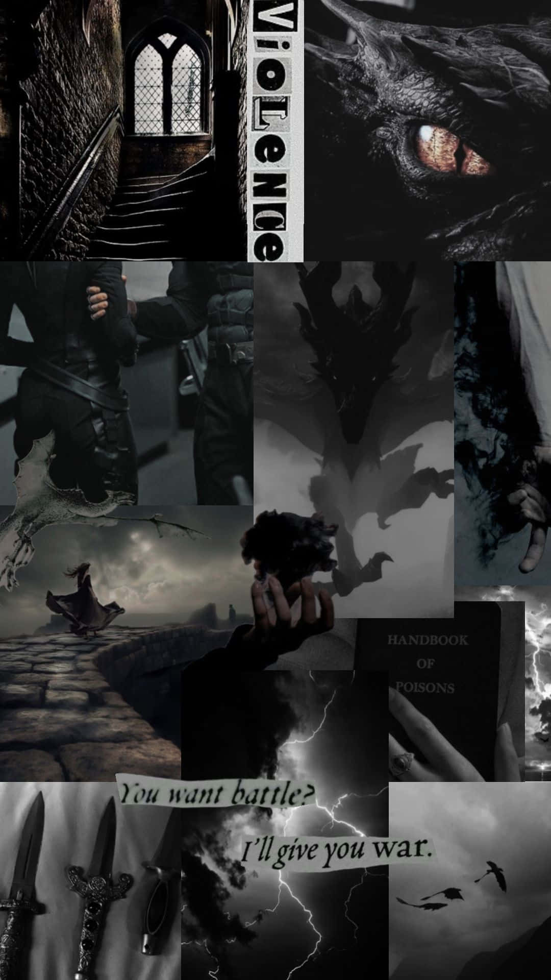Dark Fantasy Battle Aesthetic Collage Wallpaper