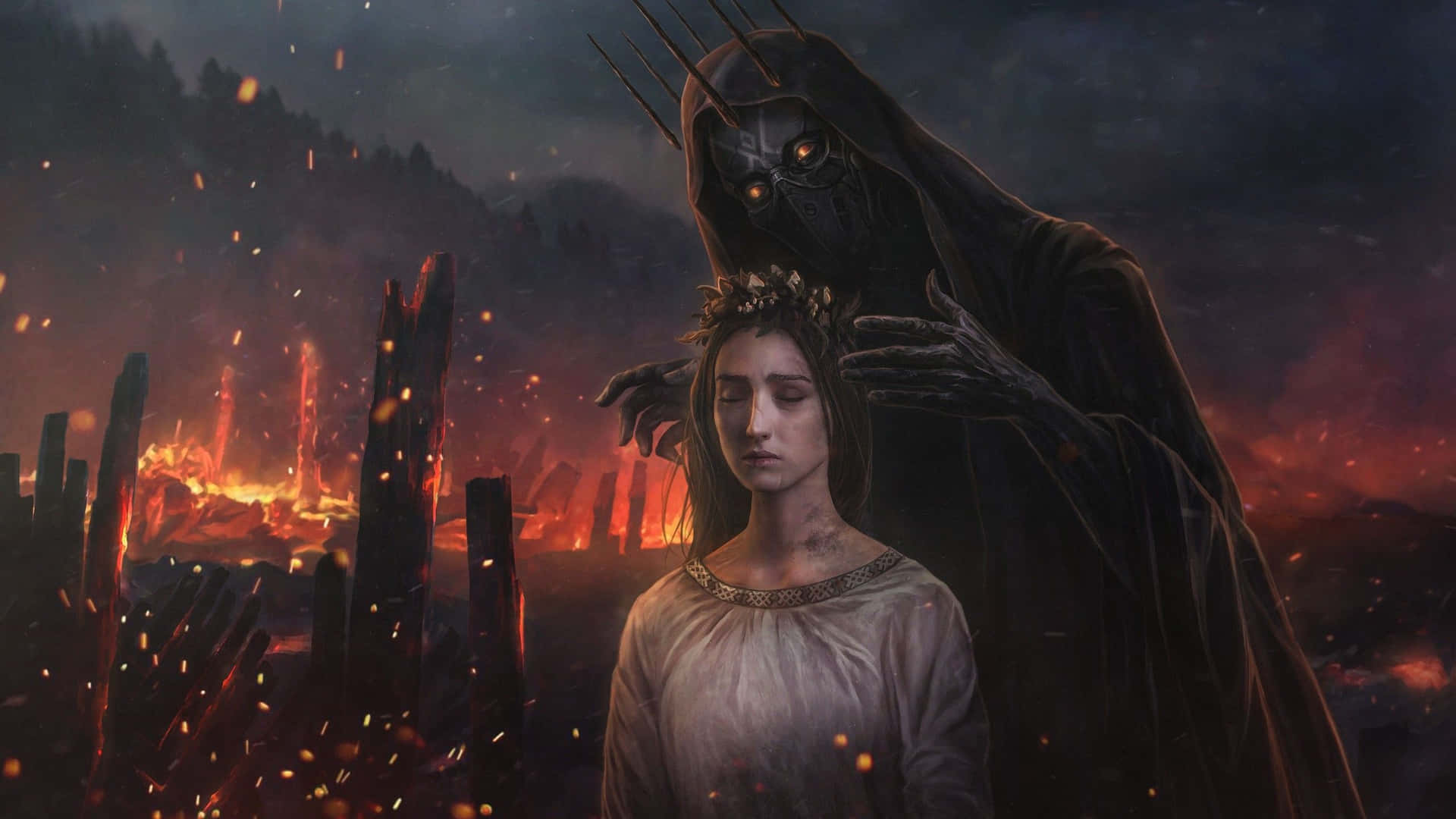 Dark Fantasy Ghost And Woman Wallpaper