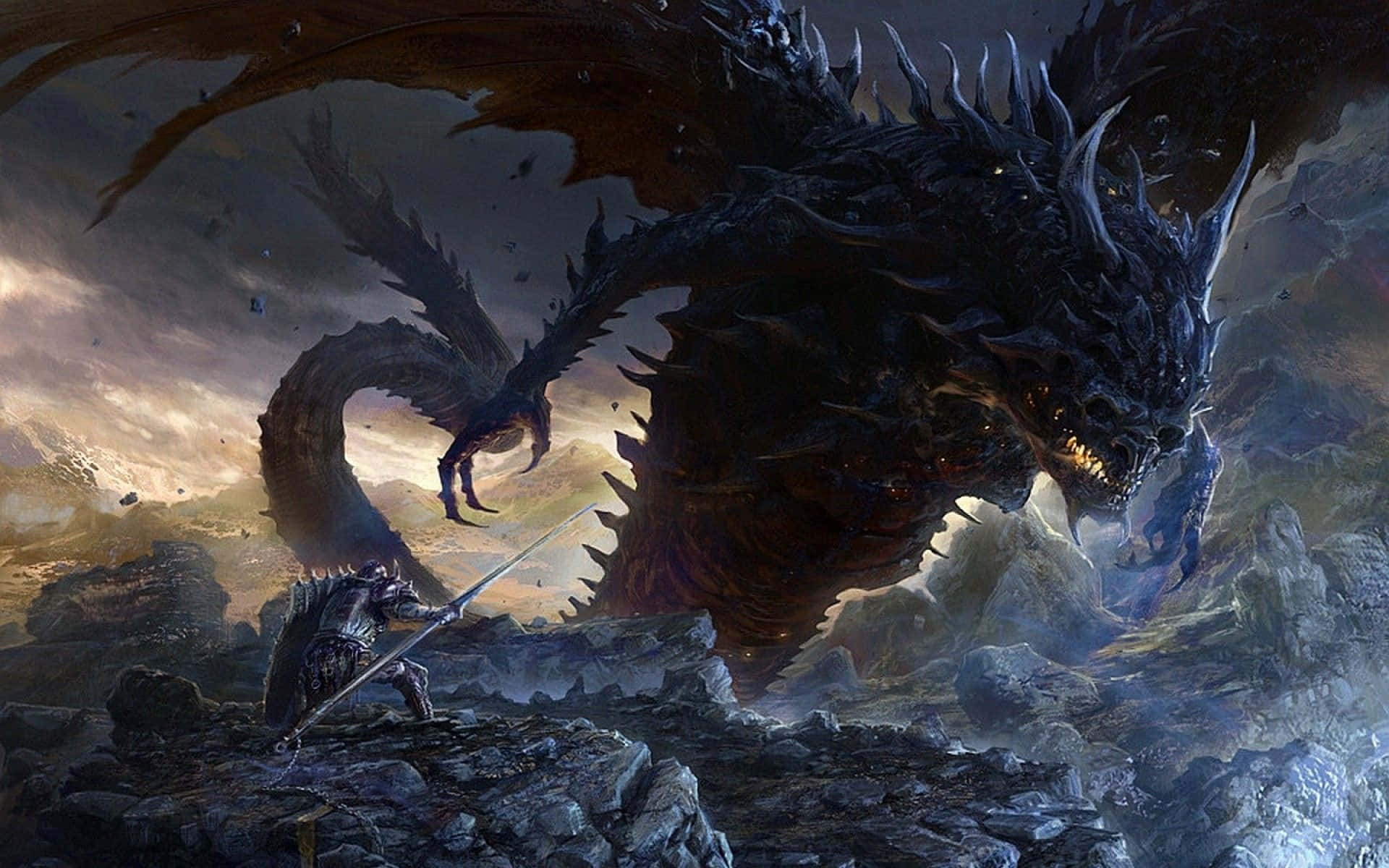 Dark Fantasy Big Dragon Wallpaper
