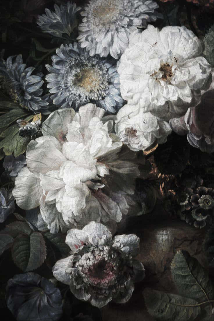 Œuvre D'art Florale Sombre Fond d'écran