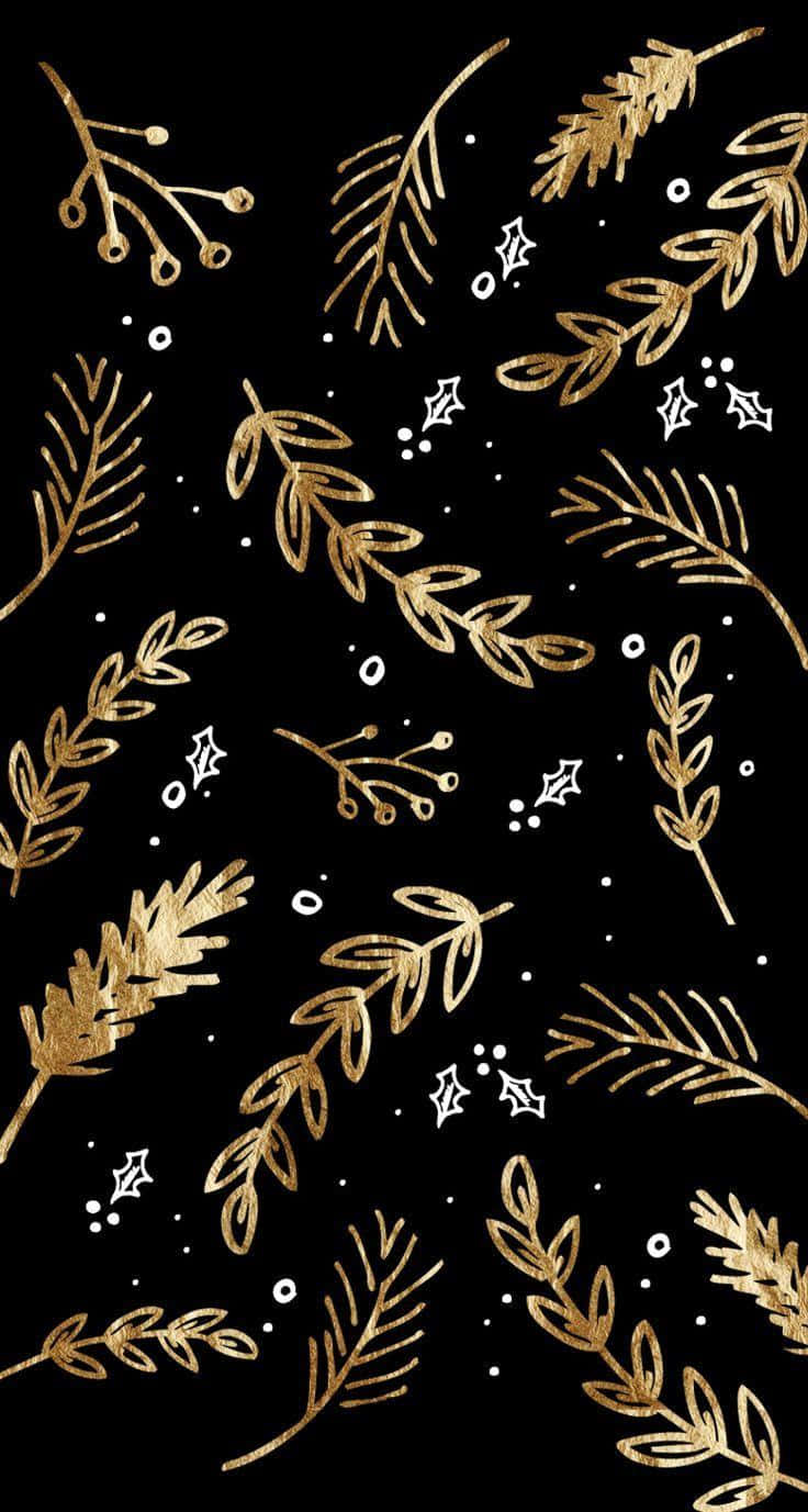 Dark Floral Gold Accentsi Phone Wallpaper Wallpaper