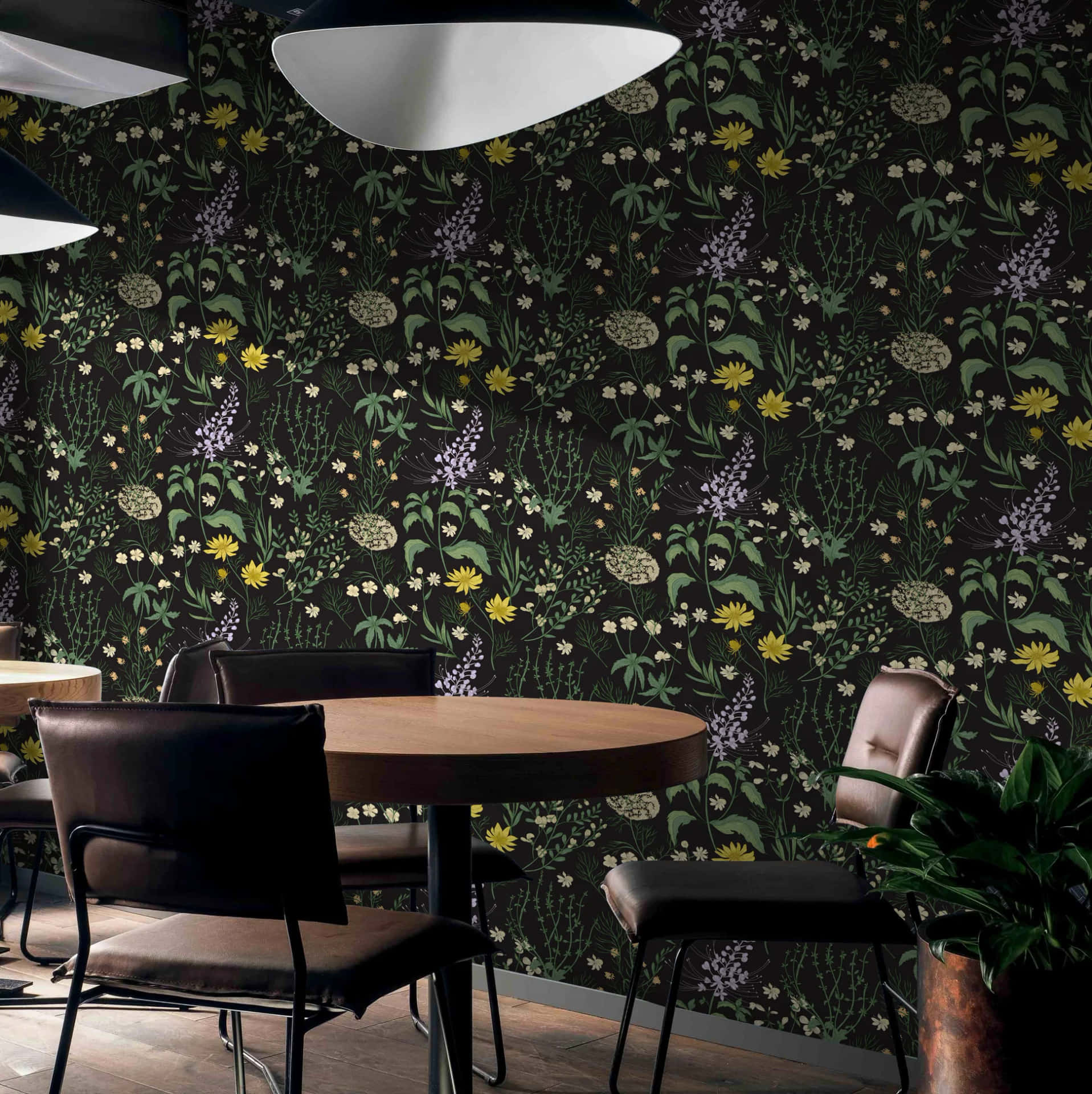 Dark Floral Wallpaper Dining Area Wallpaper