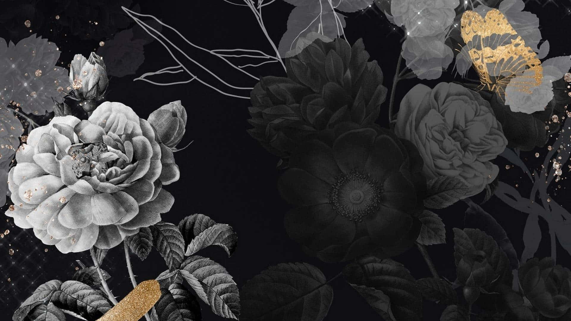 Estéticaoscura Con Motivos Florales - Belleza Divina Y Misterio Subyacente Fondo de pantalla